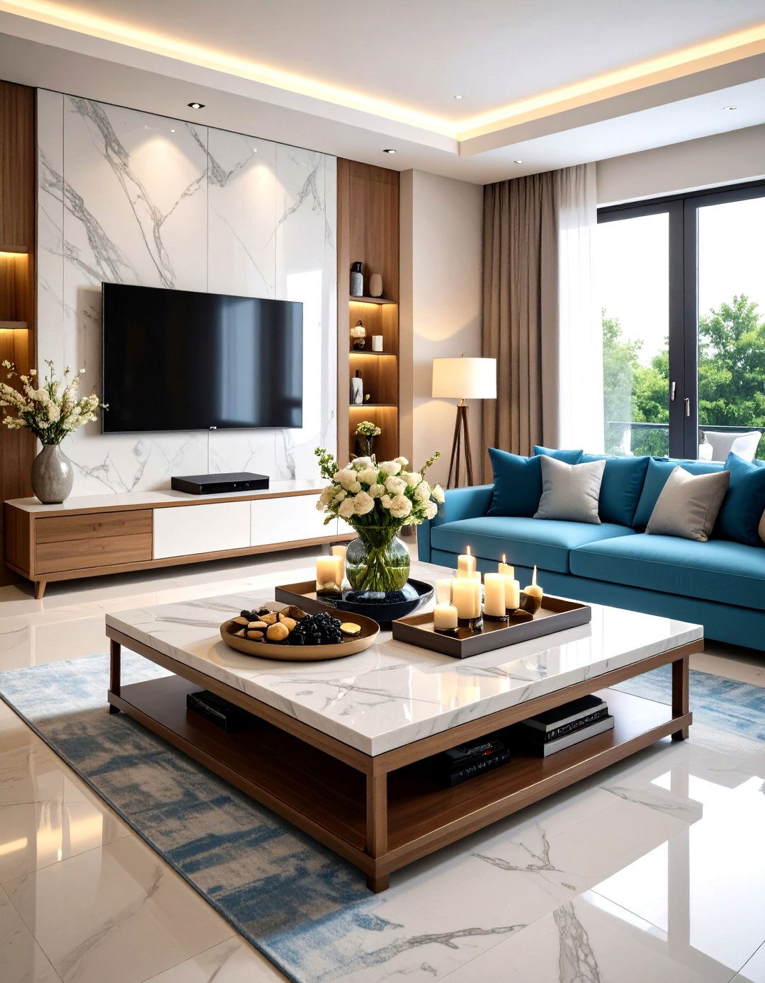 Use Decorative Trays for Organization - 20 Tv Console Decor Ideas
