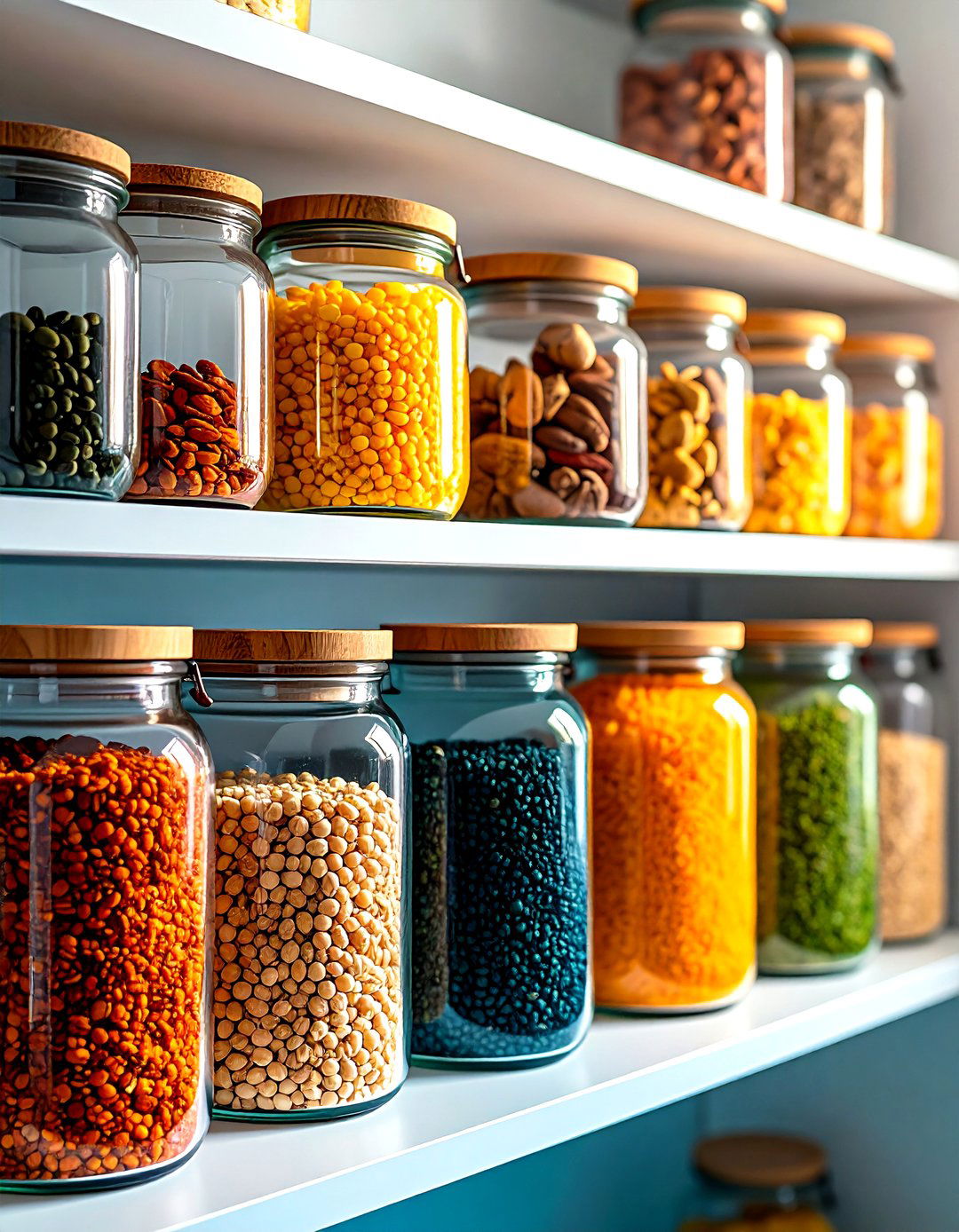 Use Glass Food Storage Jars - 20 Walk in Pantry Ideas