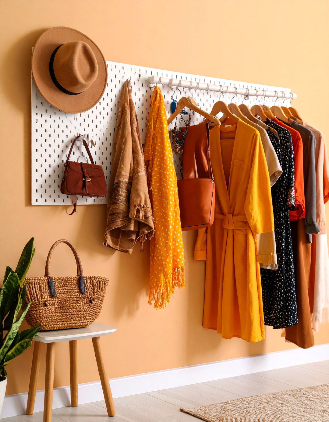 Use Hooks and Pegboards - 20 Small Dressing Room Ideas