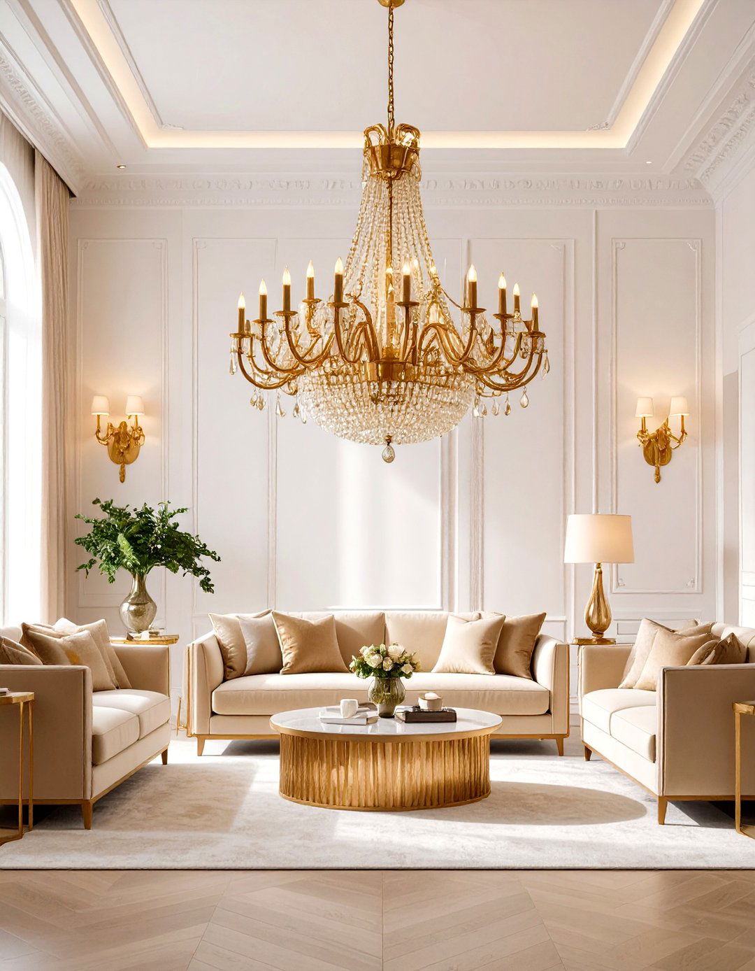 Use Metallic Lighting as Functional Jewelry - 20 Cream and Gold Living Room Ideas