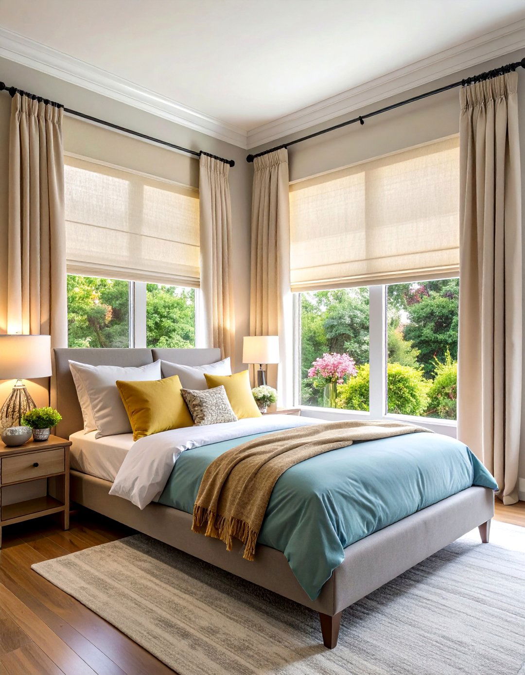 Use Minimalist Sheer Panels for Soft Light - 20 Bedroom Window Ideas