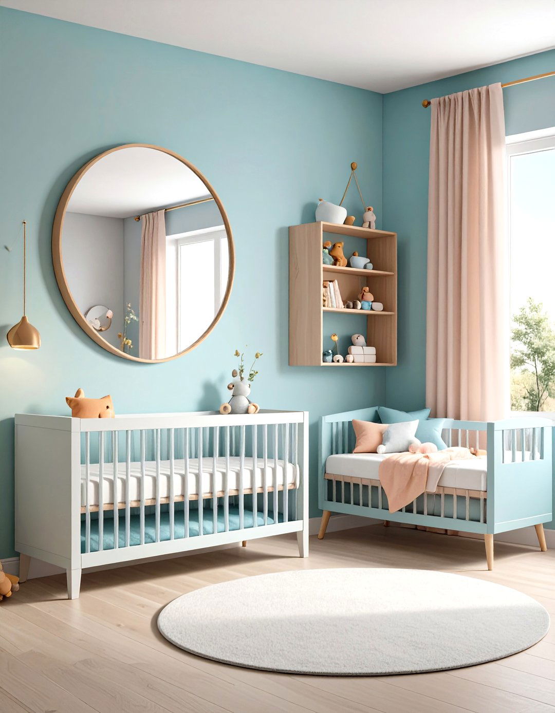 Use Mirrors to Expand the Space - 20 Twin Nursery Ideas