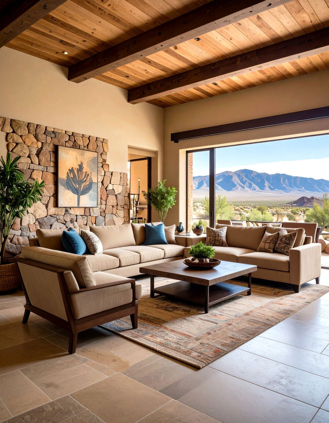 Use Natural Stone Elements - 20 Southwestern Living Room Ideas