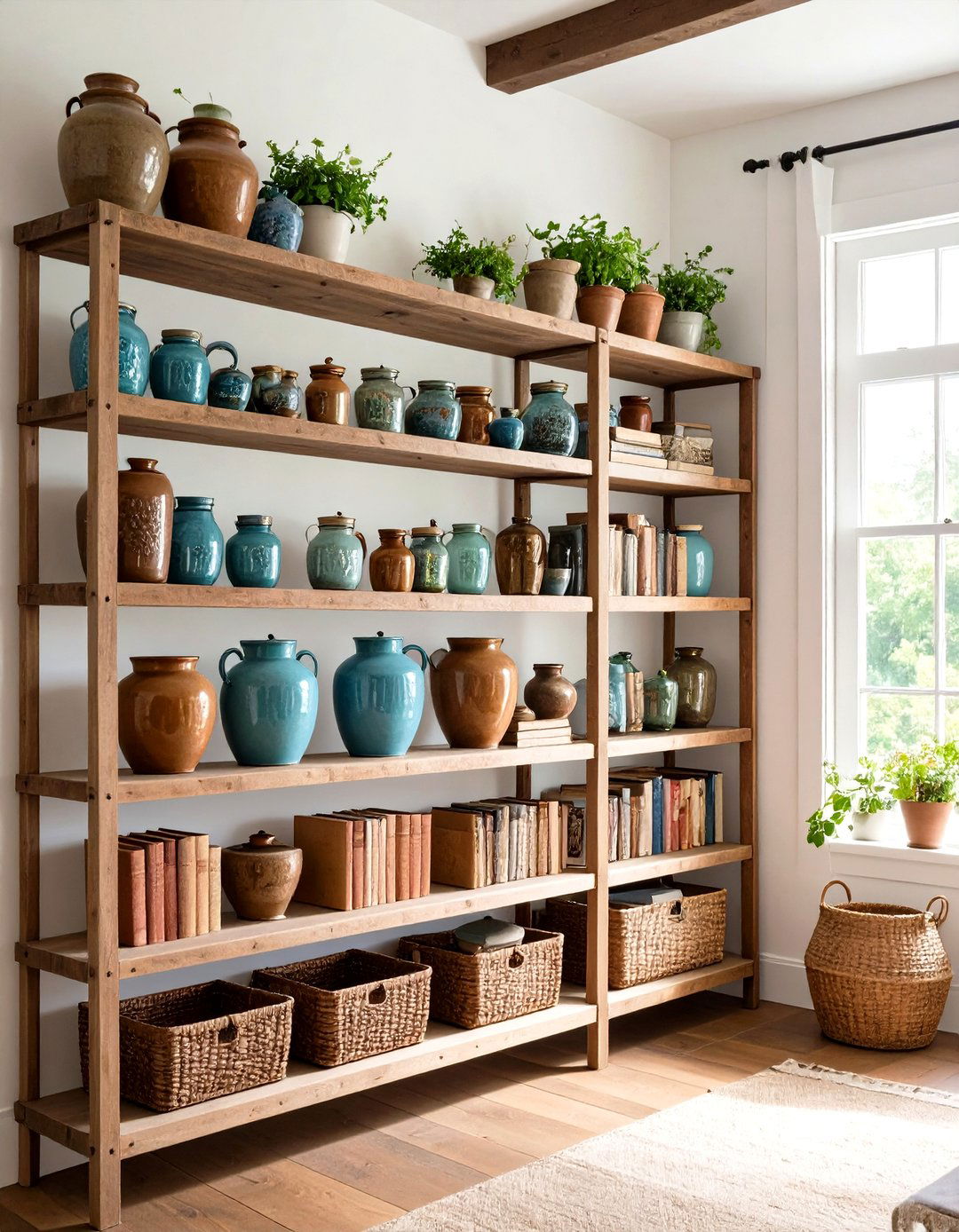 Use Open Shelving to Display Country Living Room Collections - 20 Country Living Room Ideas