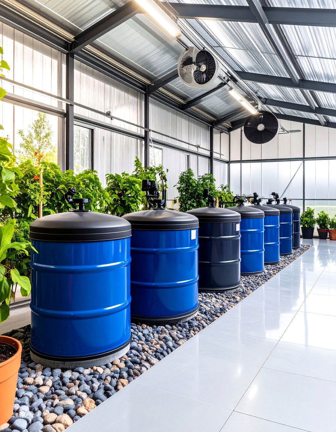 Use Thermal Mass Heating Inside the Greenhouse - 20 Greenhouse Room Ideas