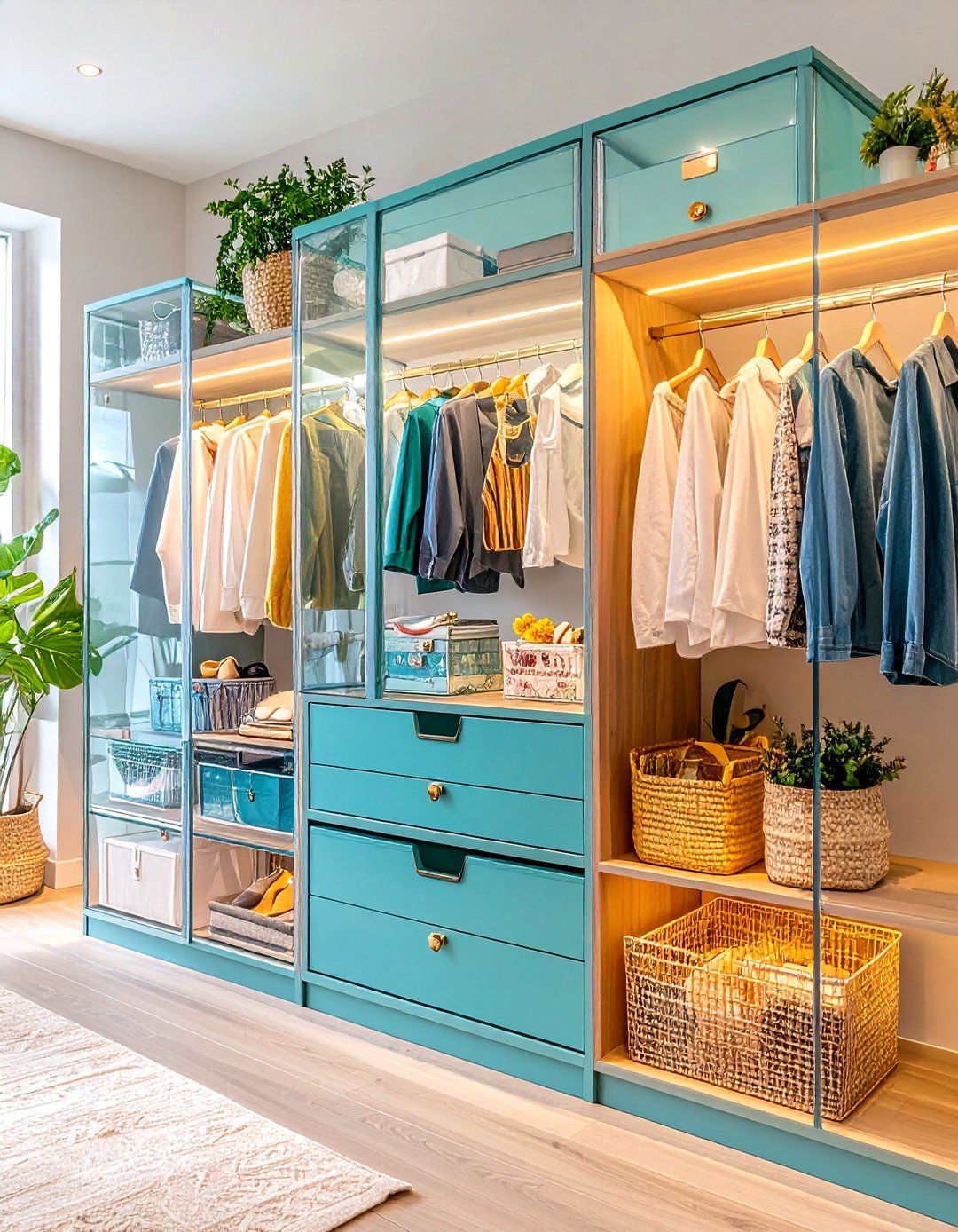 Use Transparent Storage Solutions - 20 Small Dressing Room Ideas