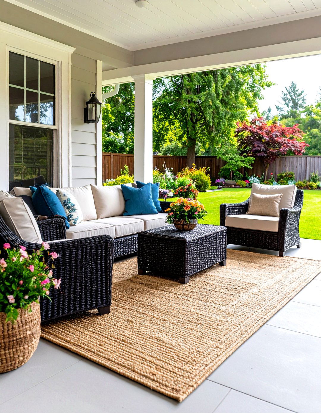 Use Wicker Furniture and Sisal Rugs for Texture - 20 Screened-in Porch Ideas