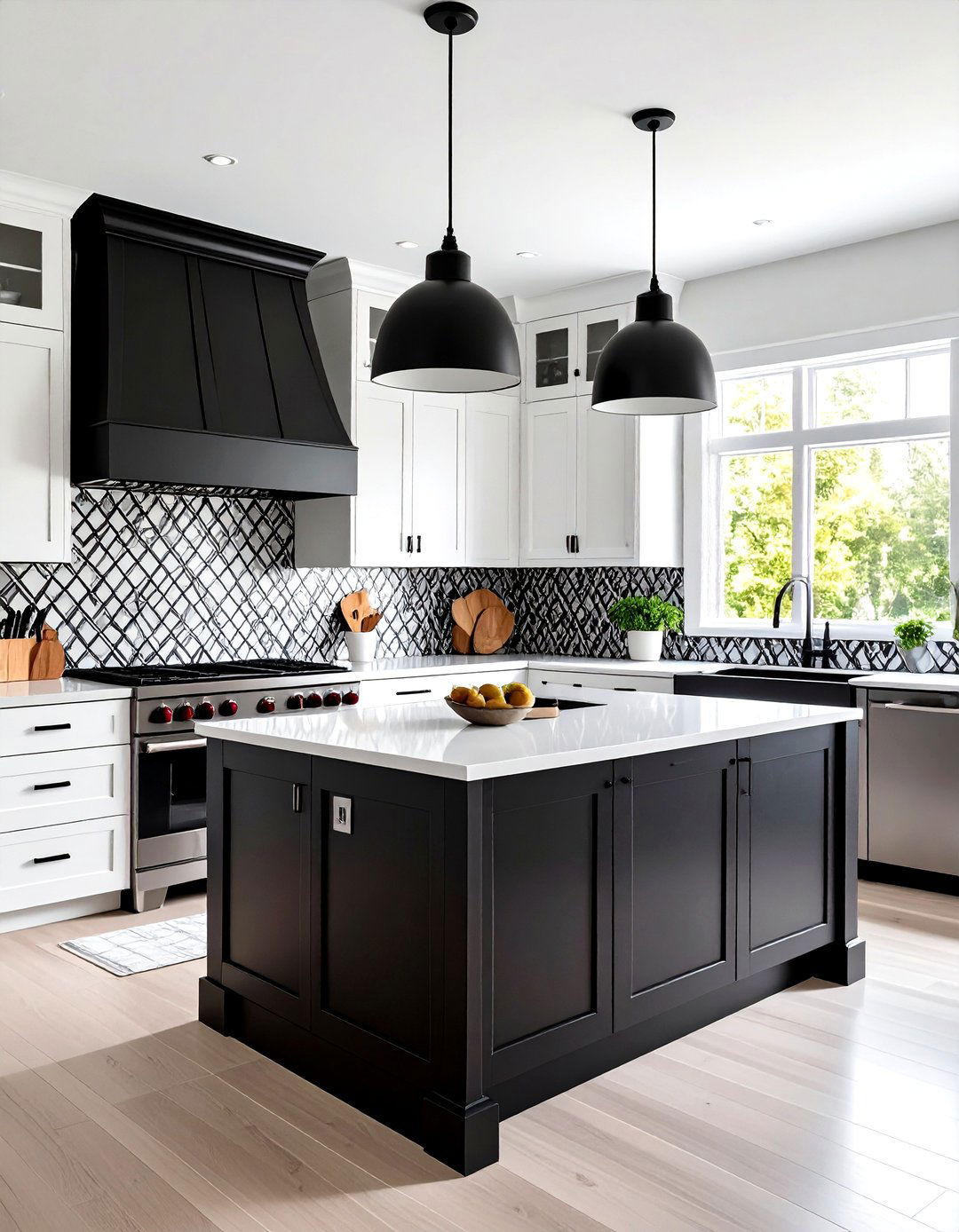 Use a Monochrome Backsplash - 20 Small Kitchen with Black Appliances Ideas