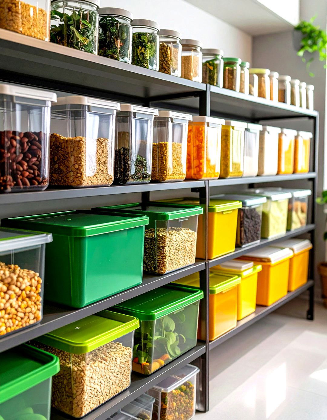 Utilize Clear Stackable Bins - 20 Small Pantry Ideas