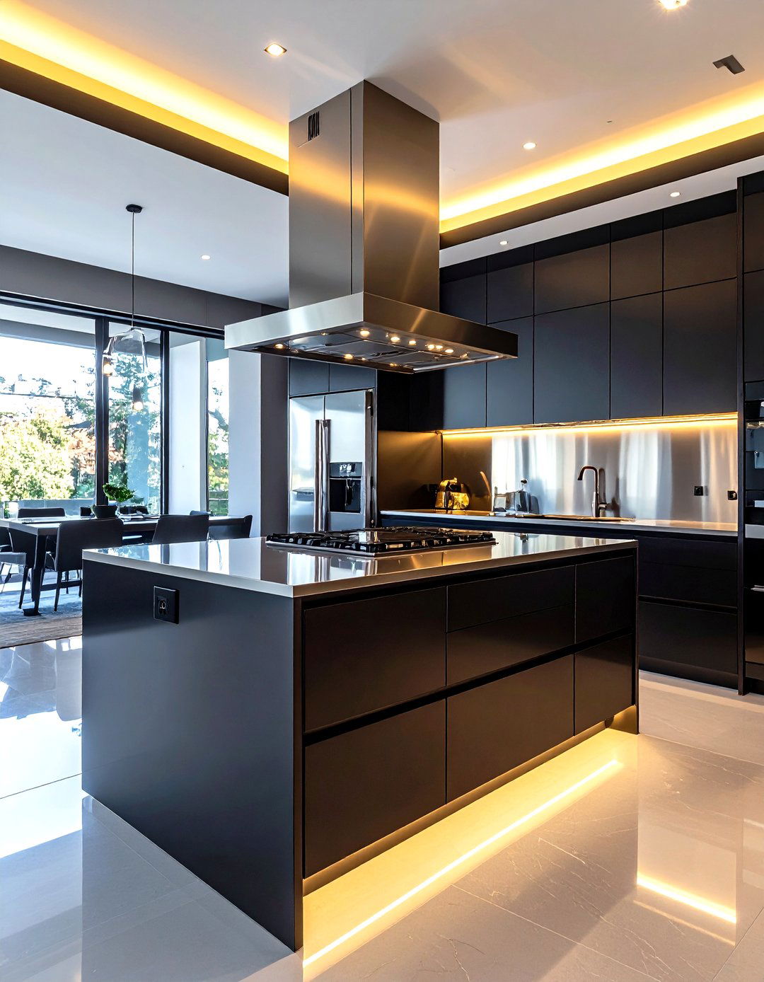Utilize Reflective Surfaces - 20 Small Kitchen with Black Appliances Ideas