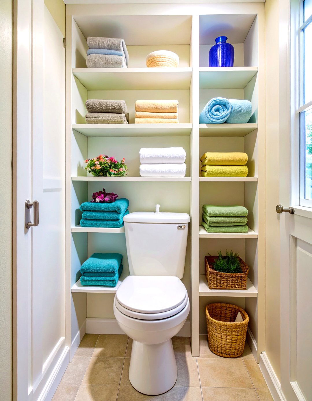 Utilize Vertical Storage - 20 Small Powder Room Ideas