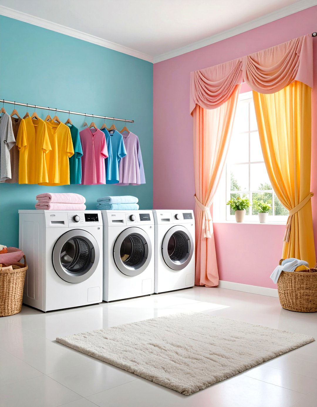 Valance Only Laundry Room Curtain Approach - 20 Laundry Room Curtain Ideas