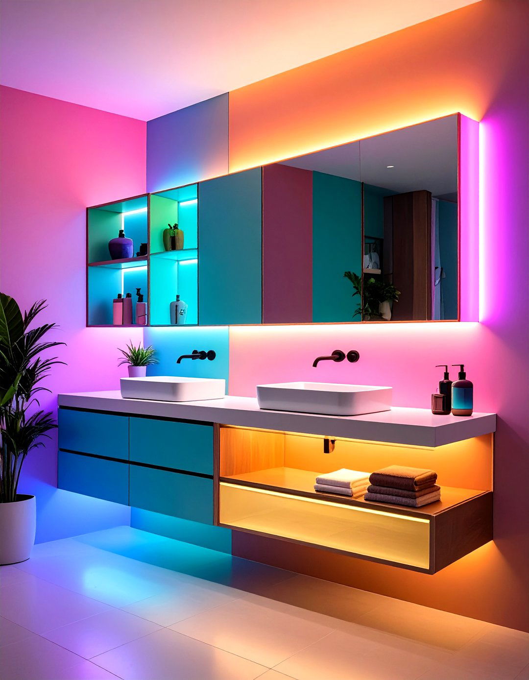 Vanity with Integrated Lighting - 20 Small Bathroom Vanity Ideas