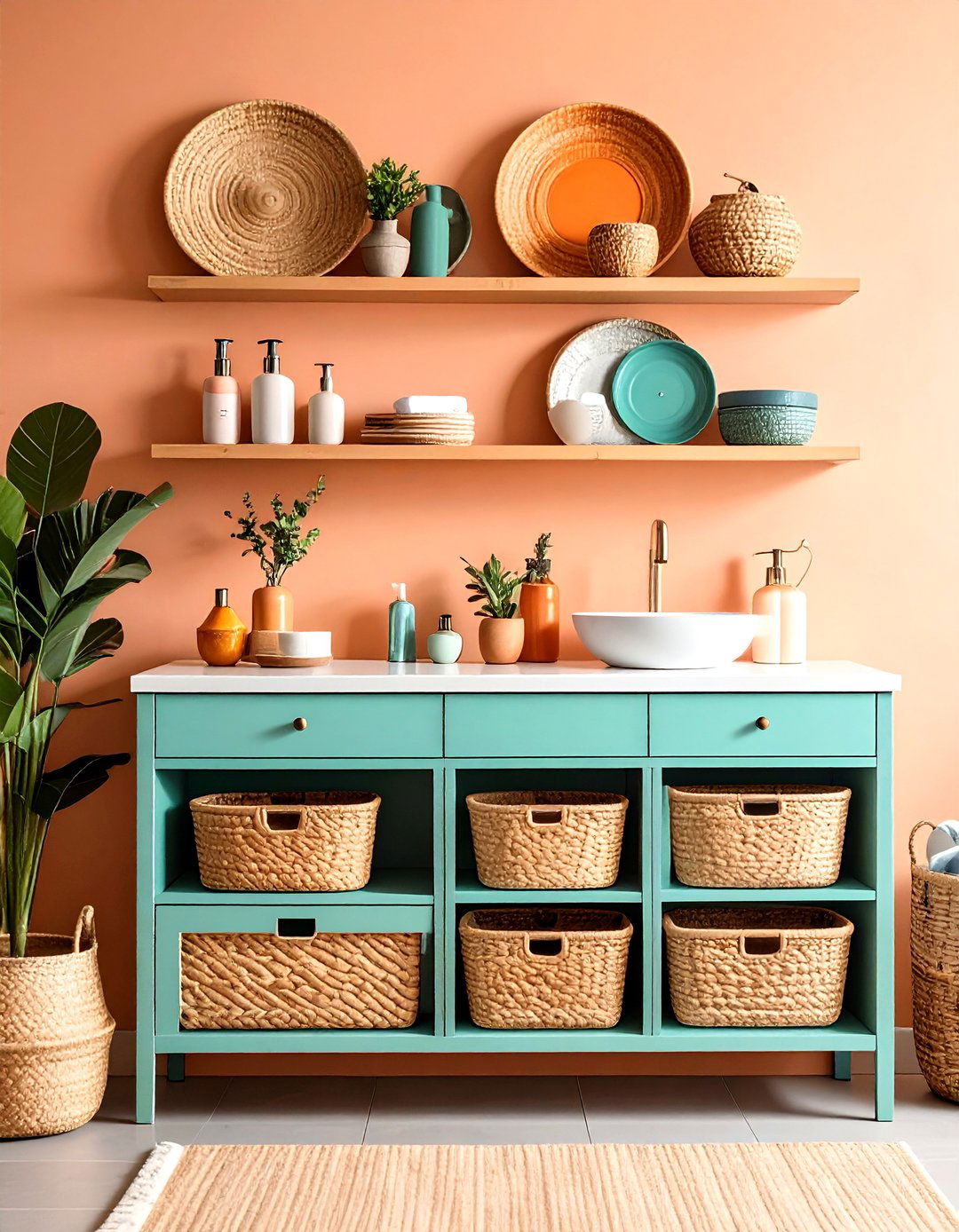 Vanity with Pull Out Baskets - 20 Small Bathroom Vanity Ideas
