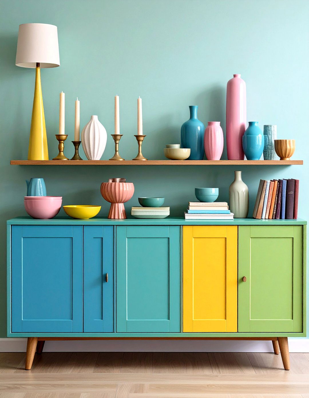 Vary Heights for Visual Interest - 20 Sideboard Decor Ideas