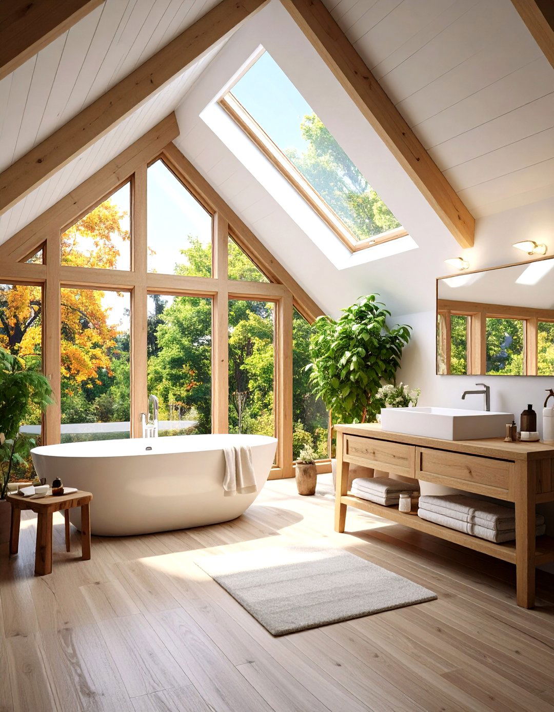 Vaulted Ceiling in Bathroom with Moisture Resistant Materials - 20 Vaulted Ceiling Ideas