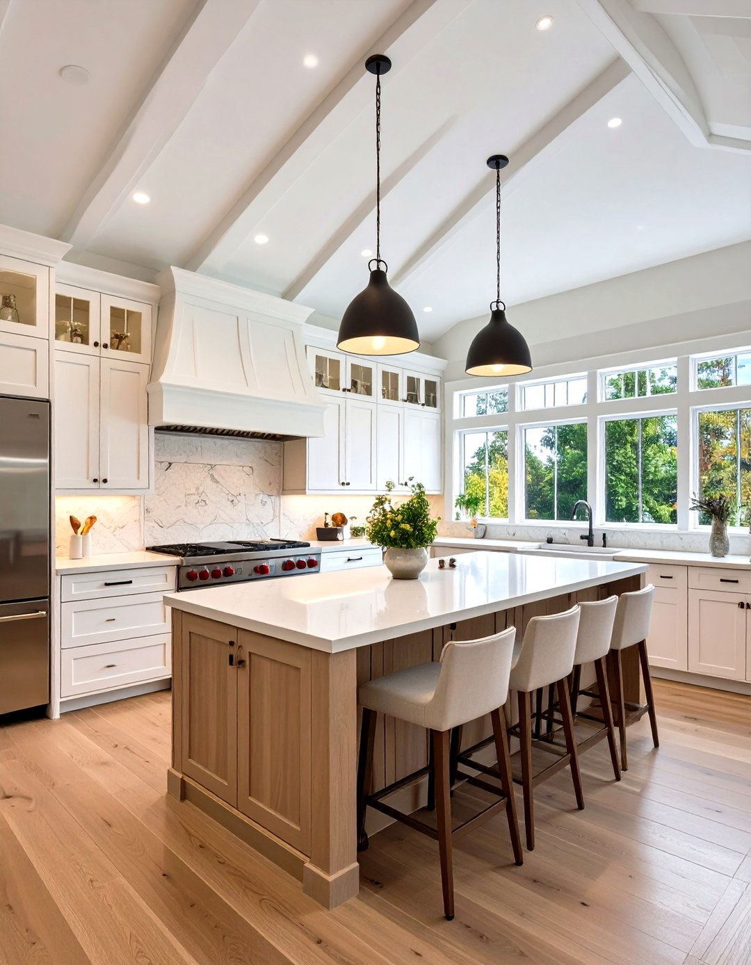 Vaulted Ceiling over Kitchen Island - 20 Vaulted Ceiling Kitchen Ideas