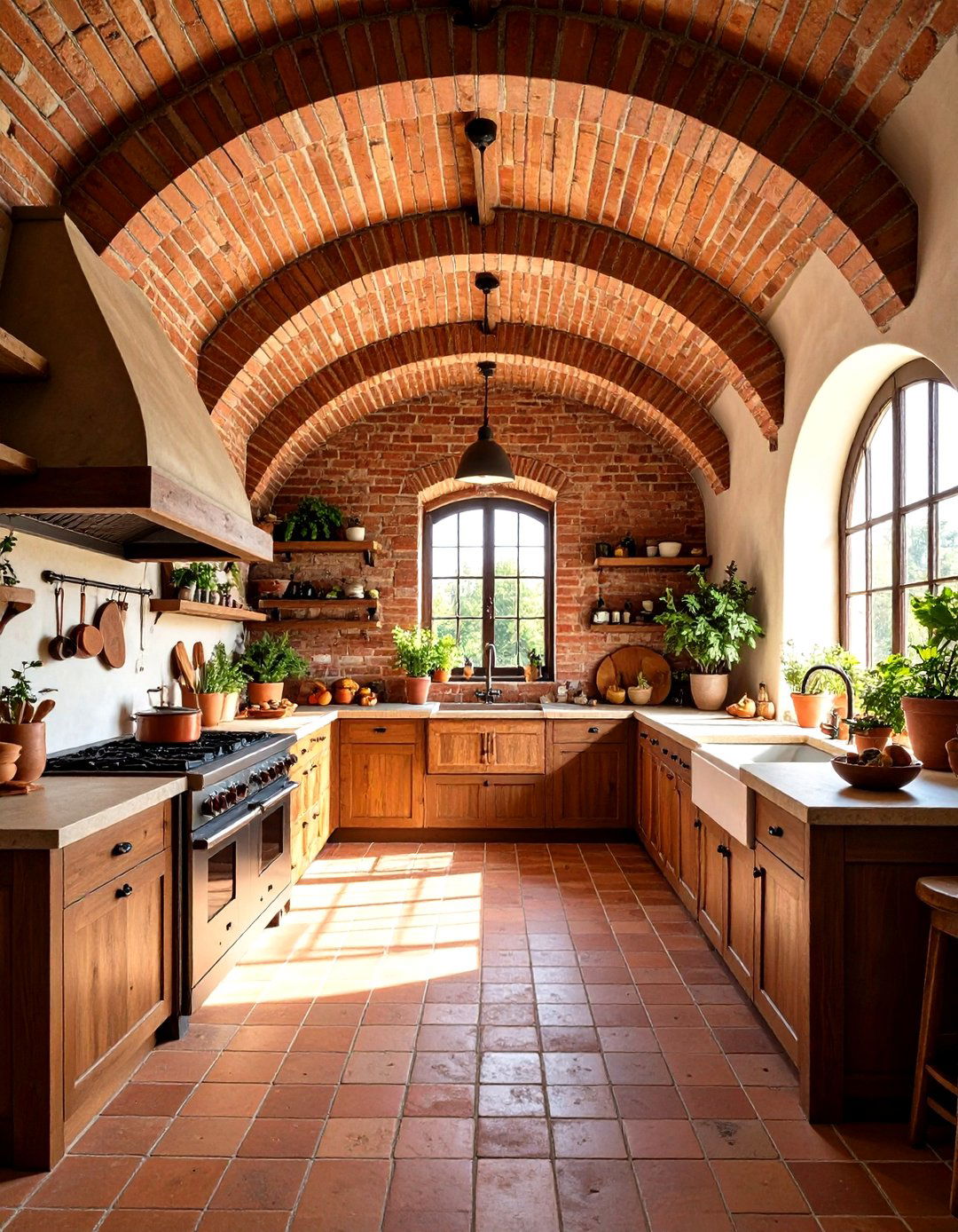 Vaulted Ceilings with Brick Accents - 20 Tuscan Kitchen Design Ideas