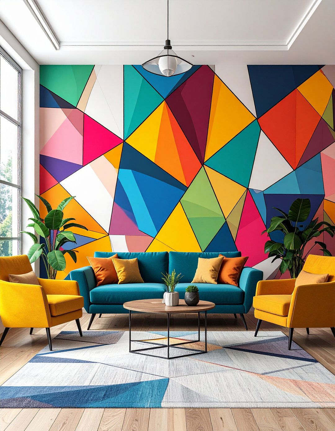 Vector Art Mural Accent Wall - 20 Geometric Accent Wall Ideas