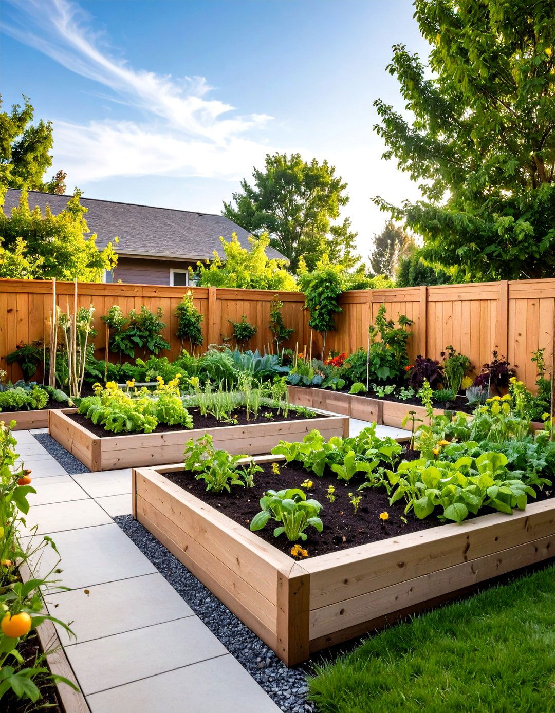 Vegetable Corner Garden with Raised Planting Areas - 20 Corner Garden Ideas