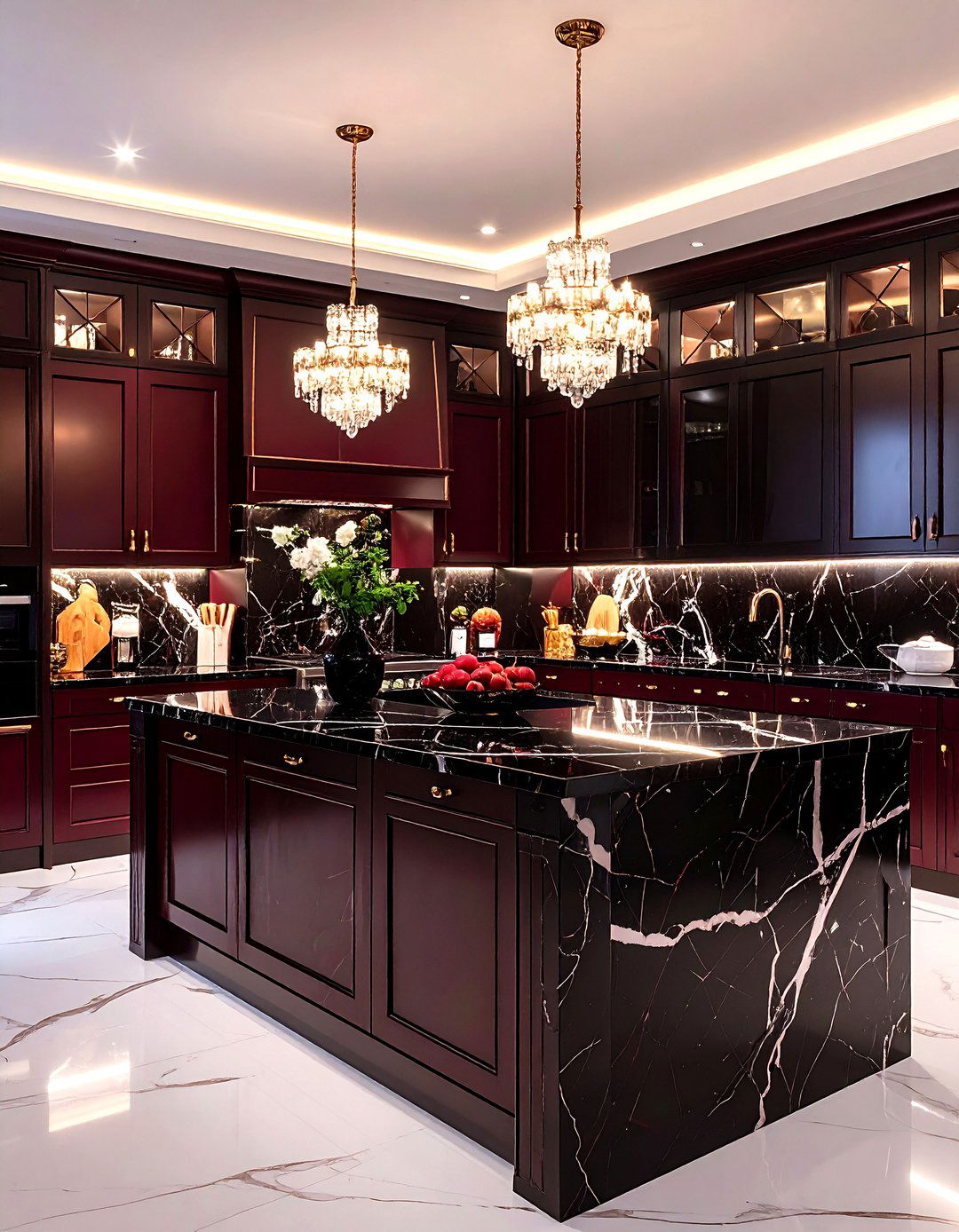 Veined Dark Marble Elevates Kitchen Drama - 20 Gothic Kitchen Ideas
