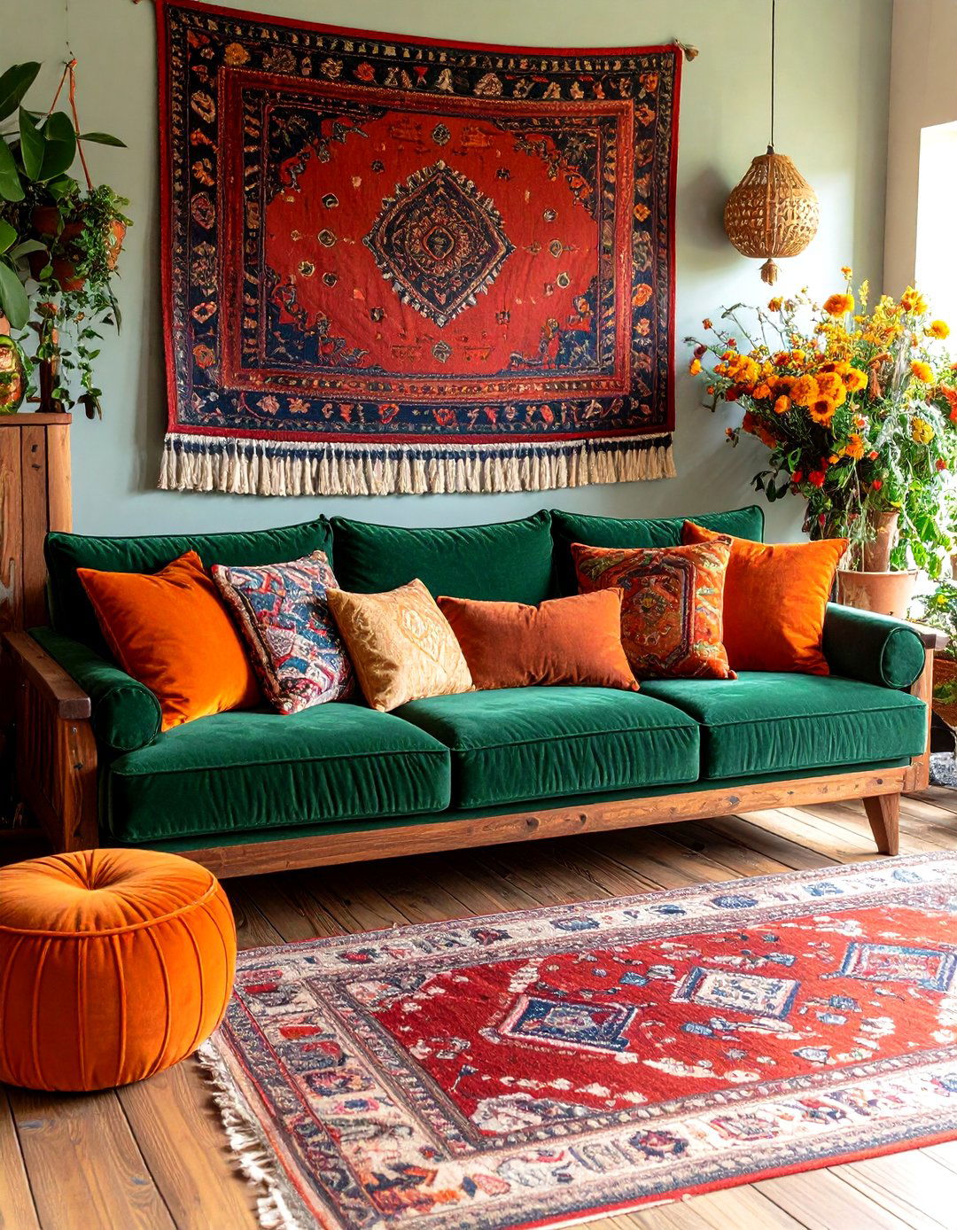 Velvet Bohemian Hero Sofa - 20 Gypsy Bohemian Living Room Ideas