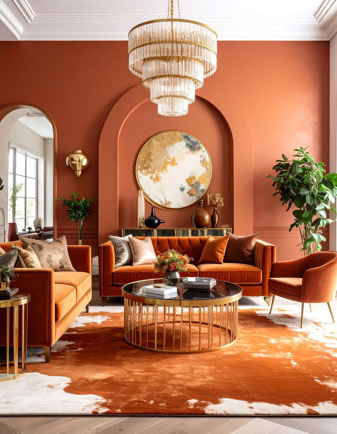 Velvet Glam Terracotta Living Room - 20 terracotta living room ideas