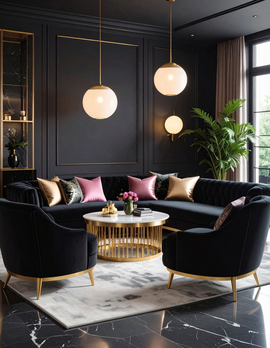 Velvet Lounge Furniture Sets the Black Themed Wedding Mood - 20 Black-Themed Wedding Ideas