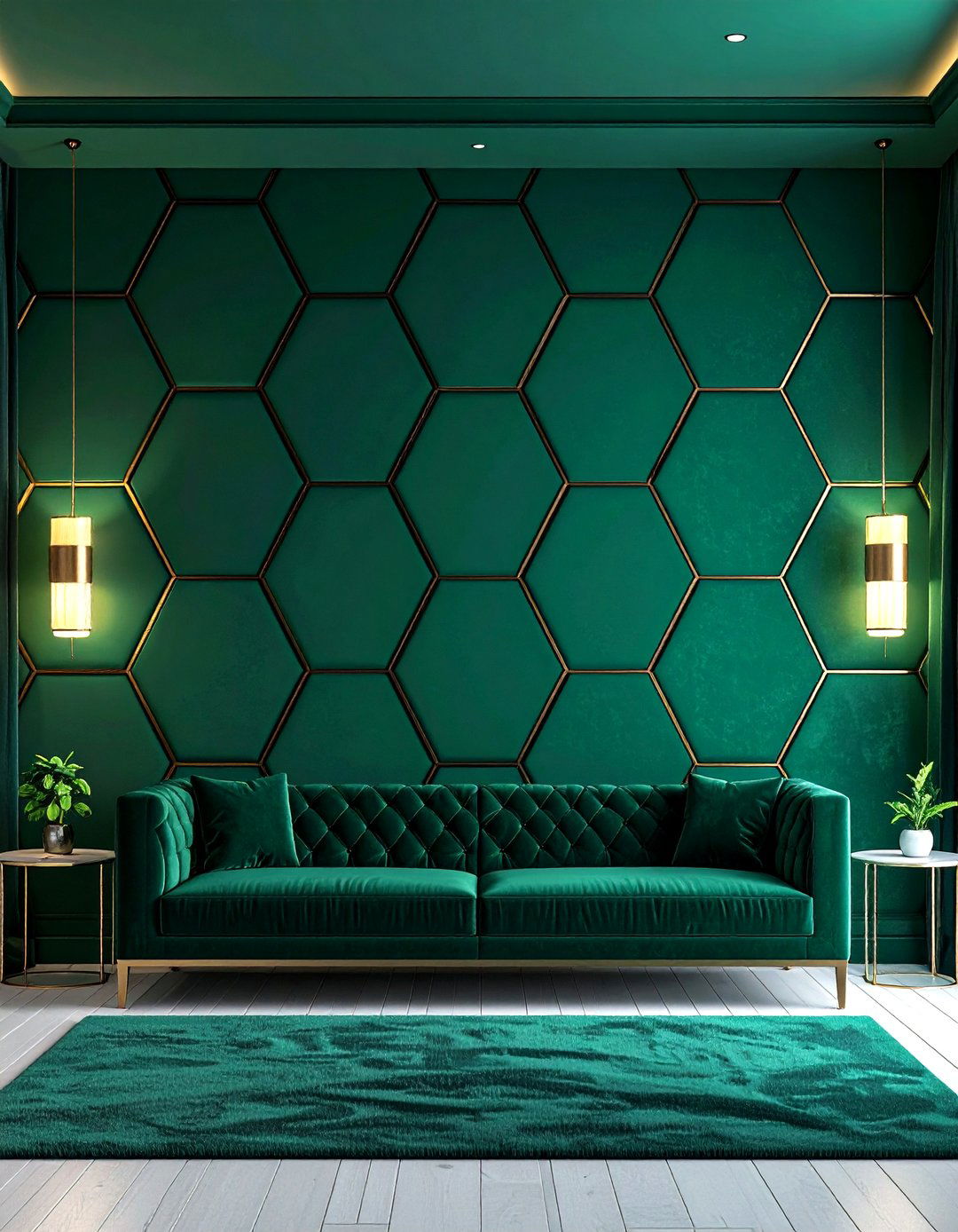 Velvet Panel Green Accent Wall Adds Luxe Texture - 20 Green Accent Wall Ideas