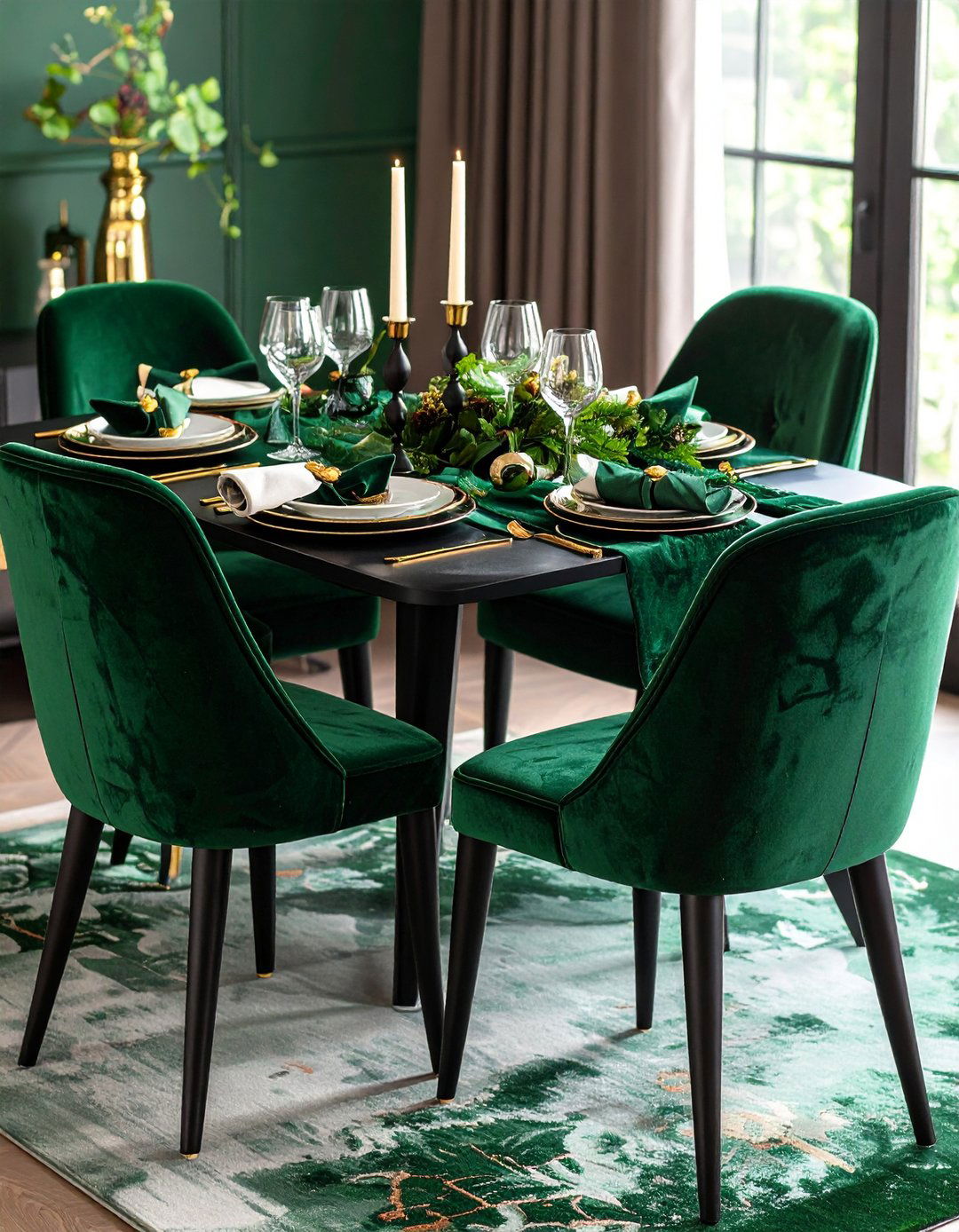 Velvet Upholstered Dining Room Seating - 20 Glam Dining Room Ideas