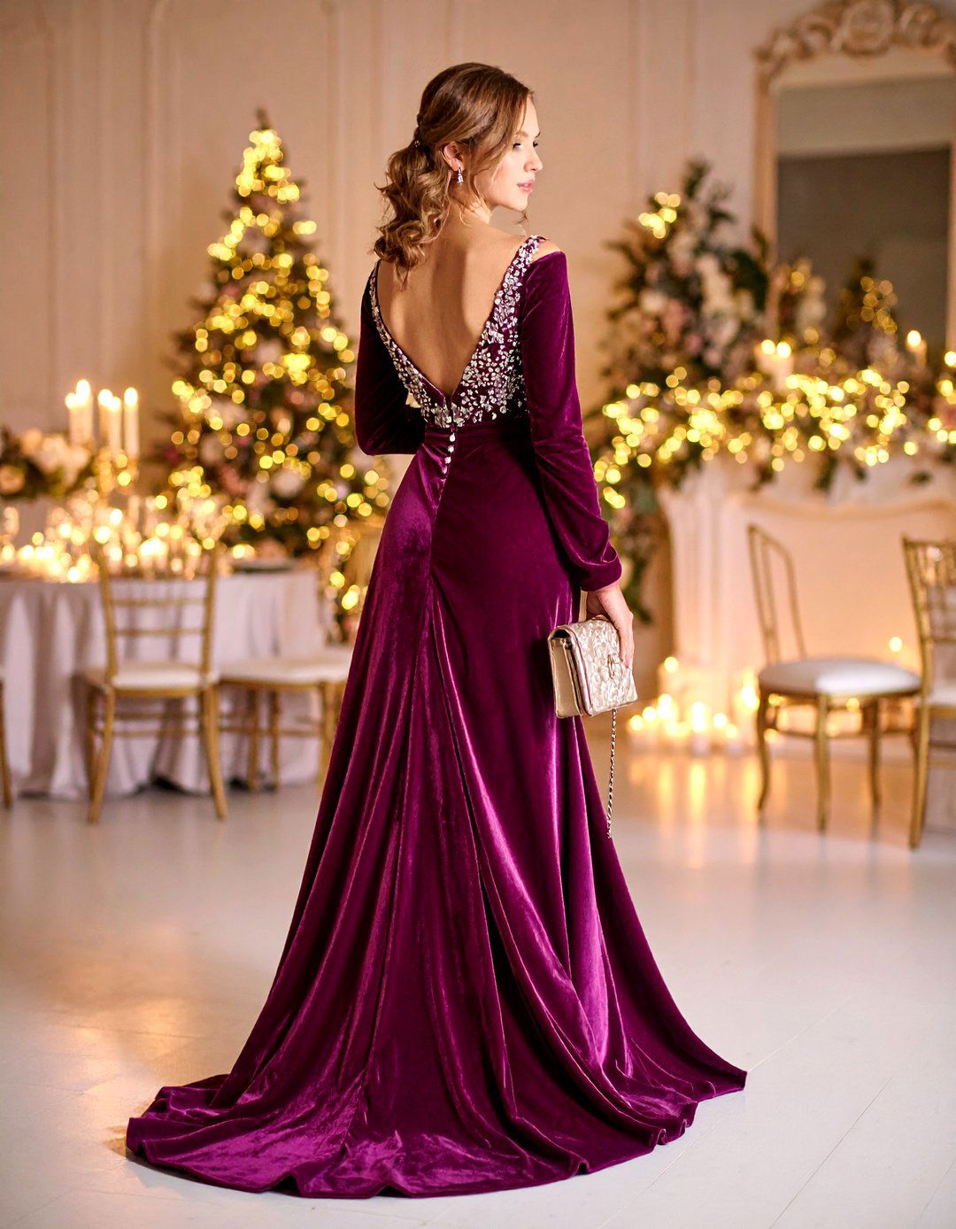 Velvet Wrap Wedding Guest Outfit for Winter Evenings - 20 Guest Wedding Outfit Ideas