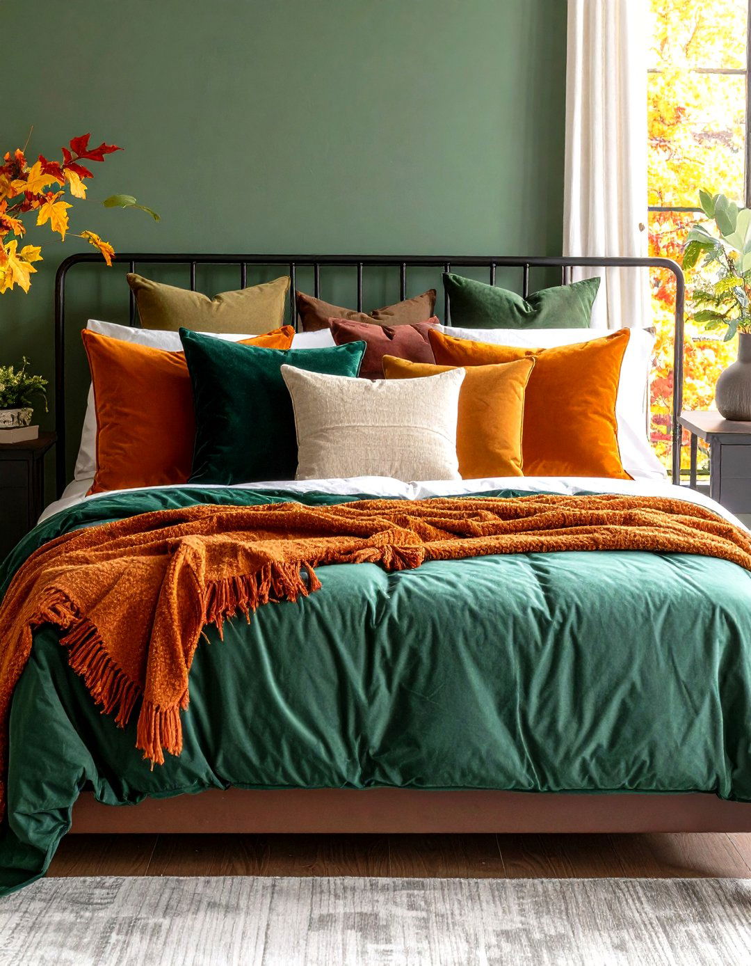 Velvet and Corduroy Pillows in Fall Bedroom Decor - 20 Fall Bedroom Decor Ideas