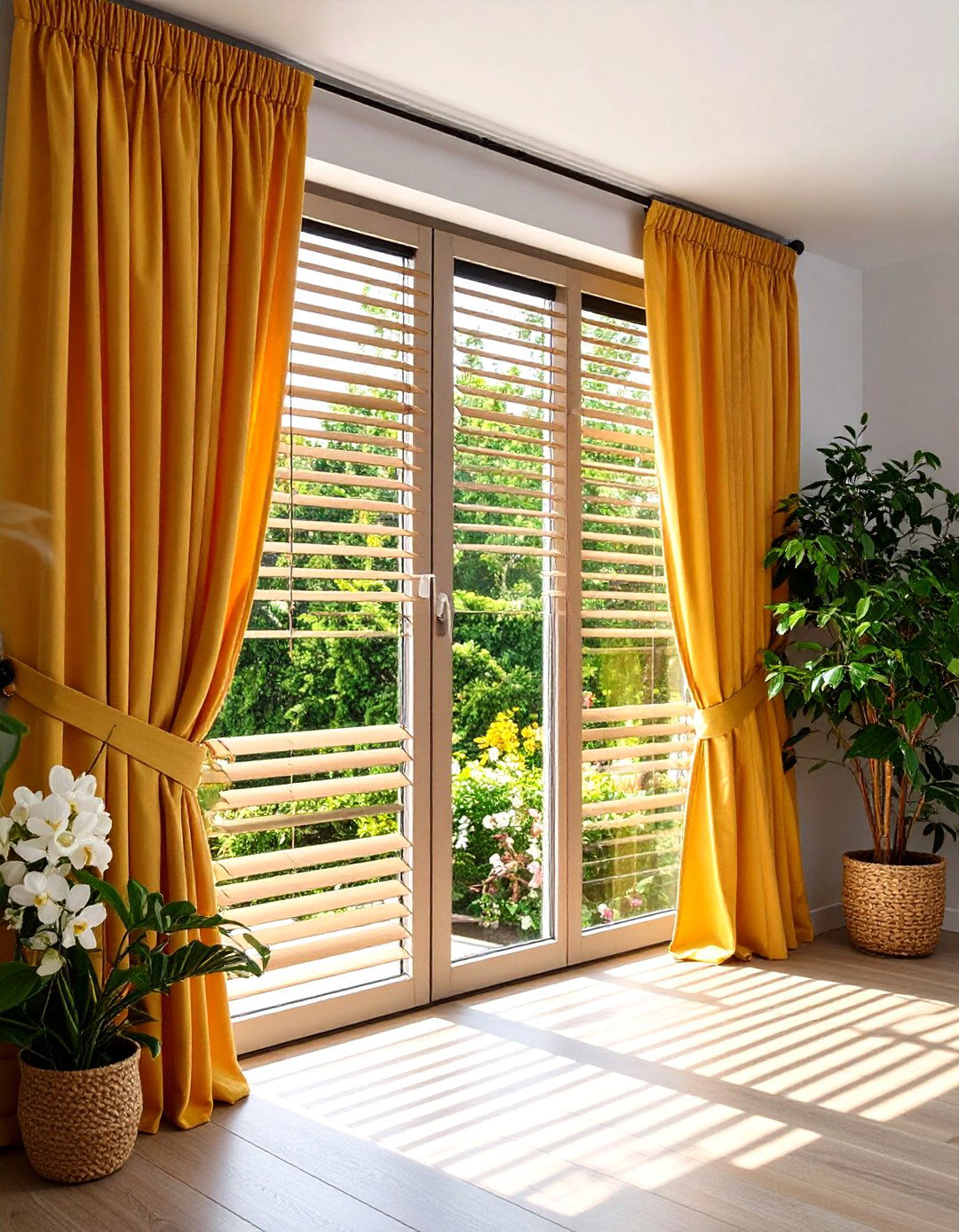 Venetian Blinds with Curtains - 20 Sliding Door Curtain Ideas