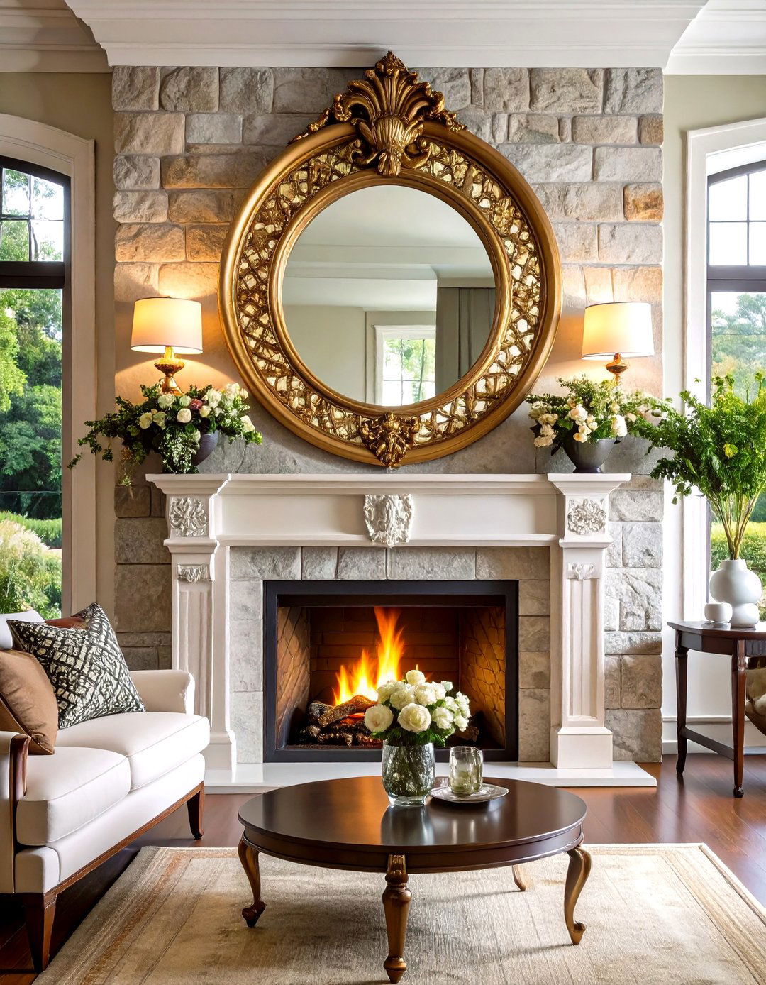 Venetian Etched Mirror Over Fireplace - 20 Mirror Over Fireplace Ideas