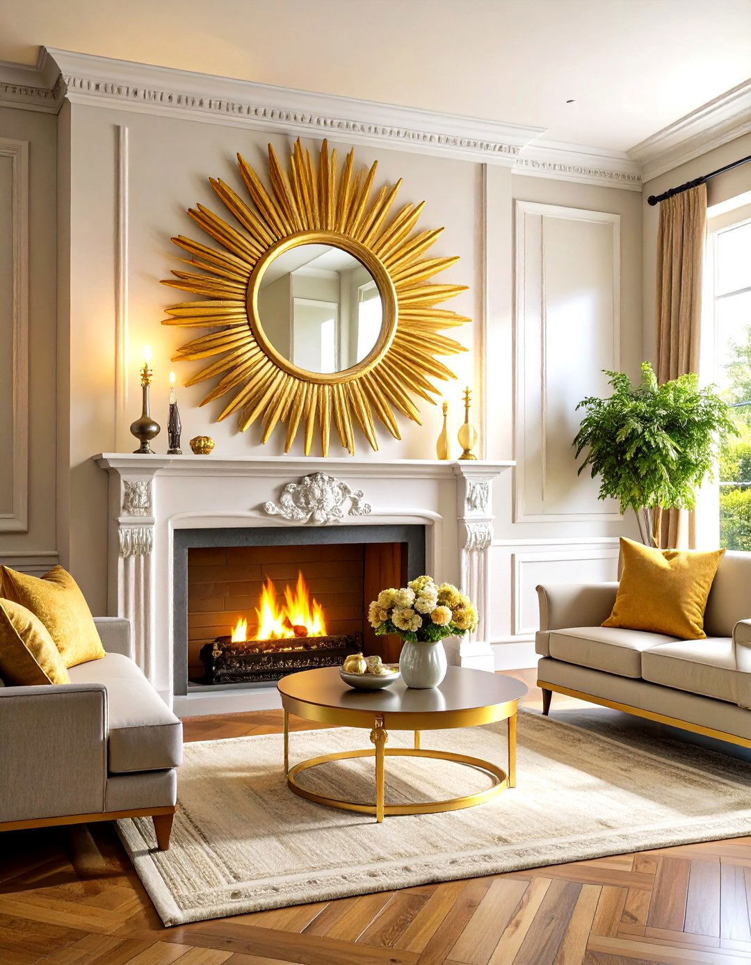 Venetian Sunburst Mirror Over Fireplace - 20 Mirror Over Fireplace Ideas