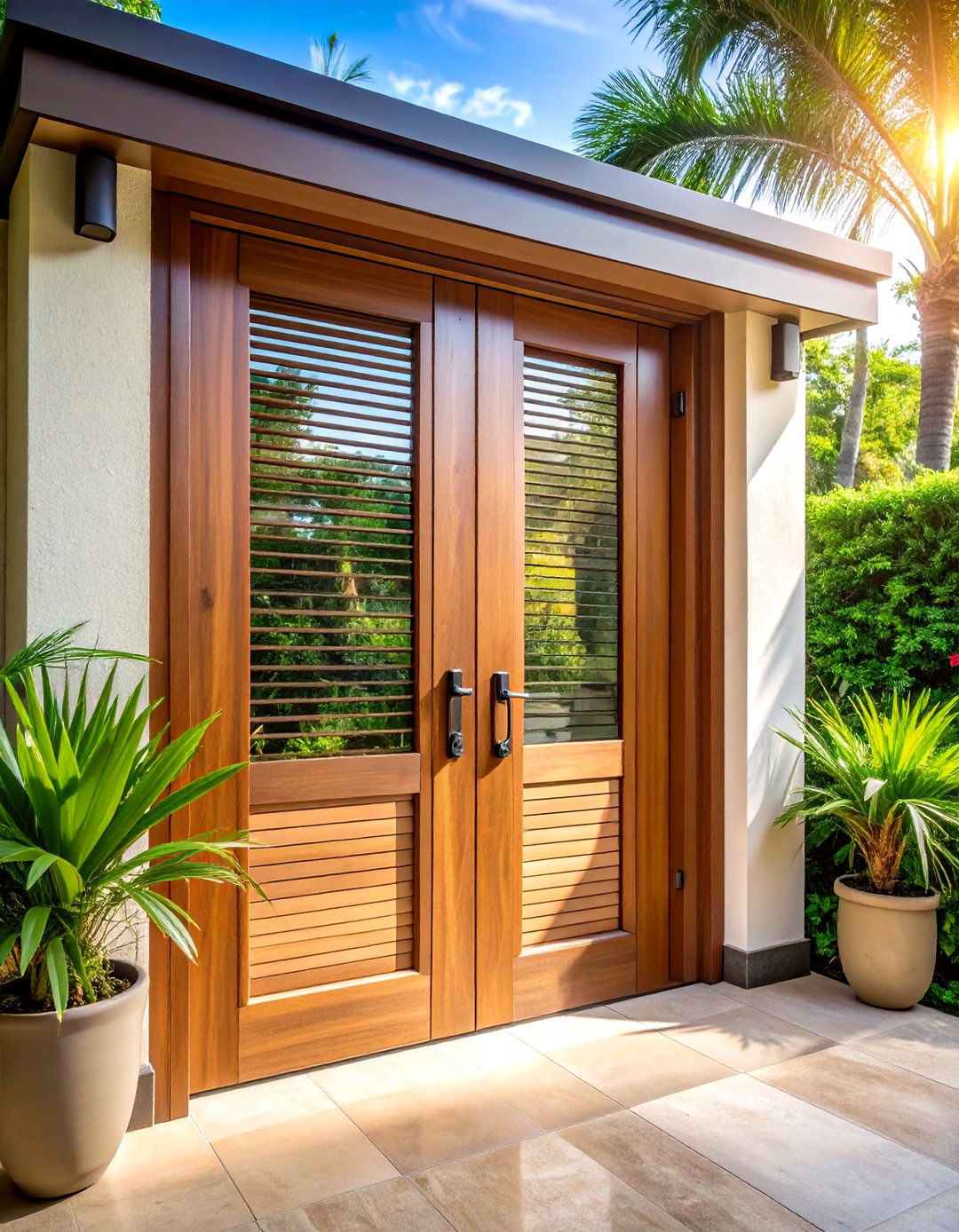 Ventilating Louvered Double Front Door - 20 Double Front Door Ideas