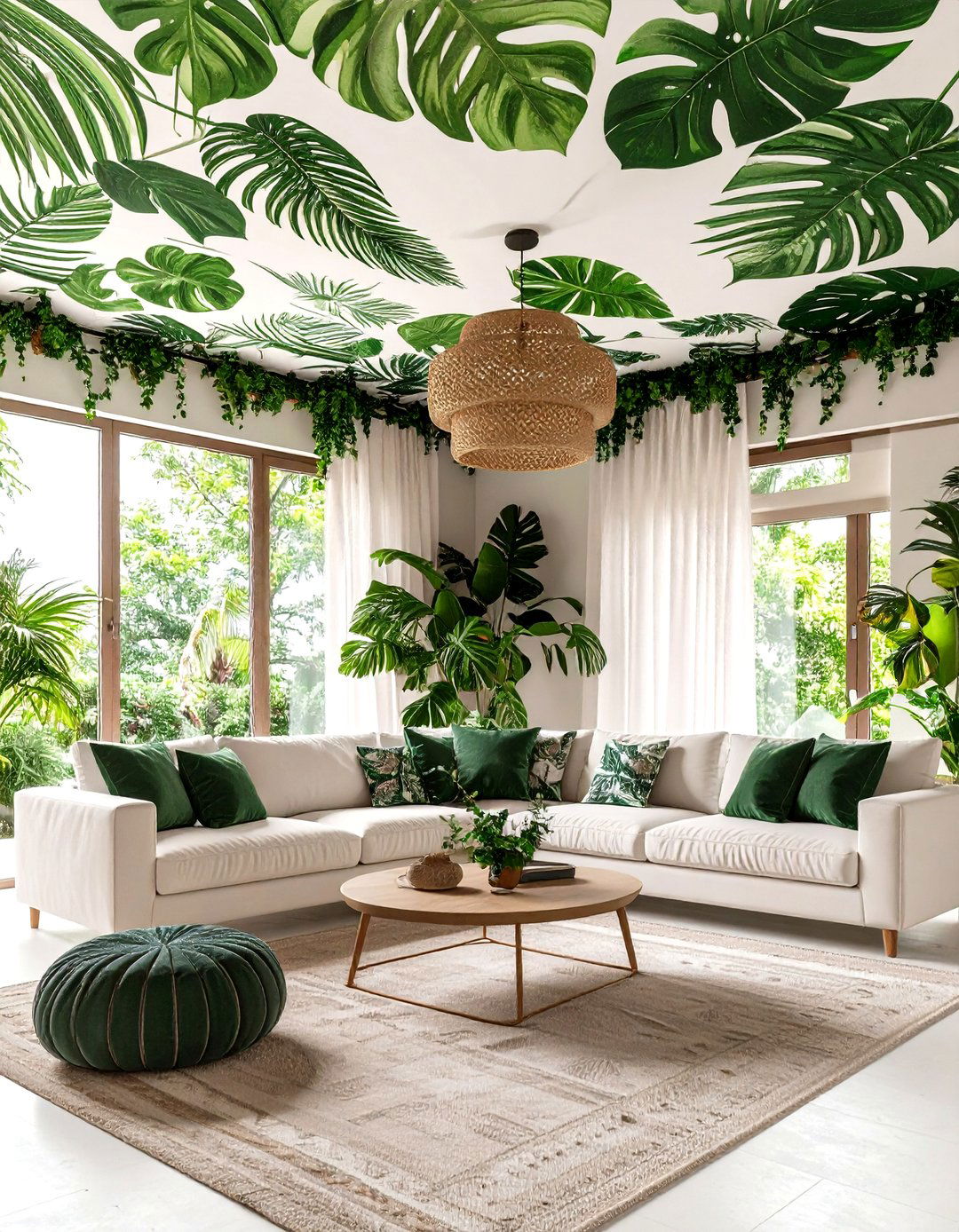 Verdant Botanical Mural Ceiling Brings the Garden Indoors - 20 Green Ceiling Ideas