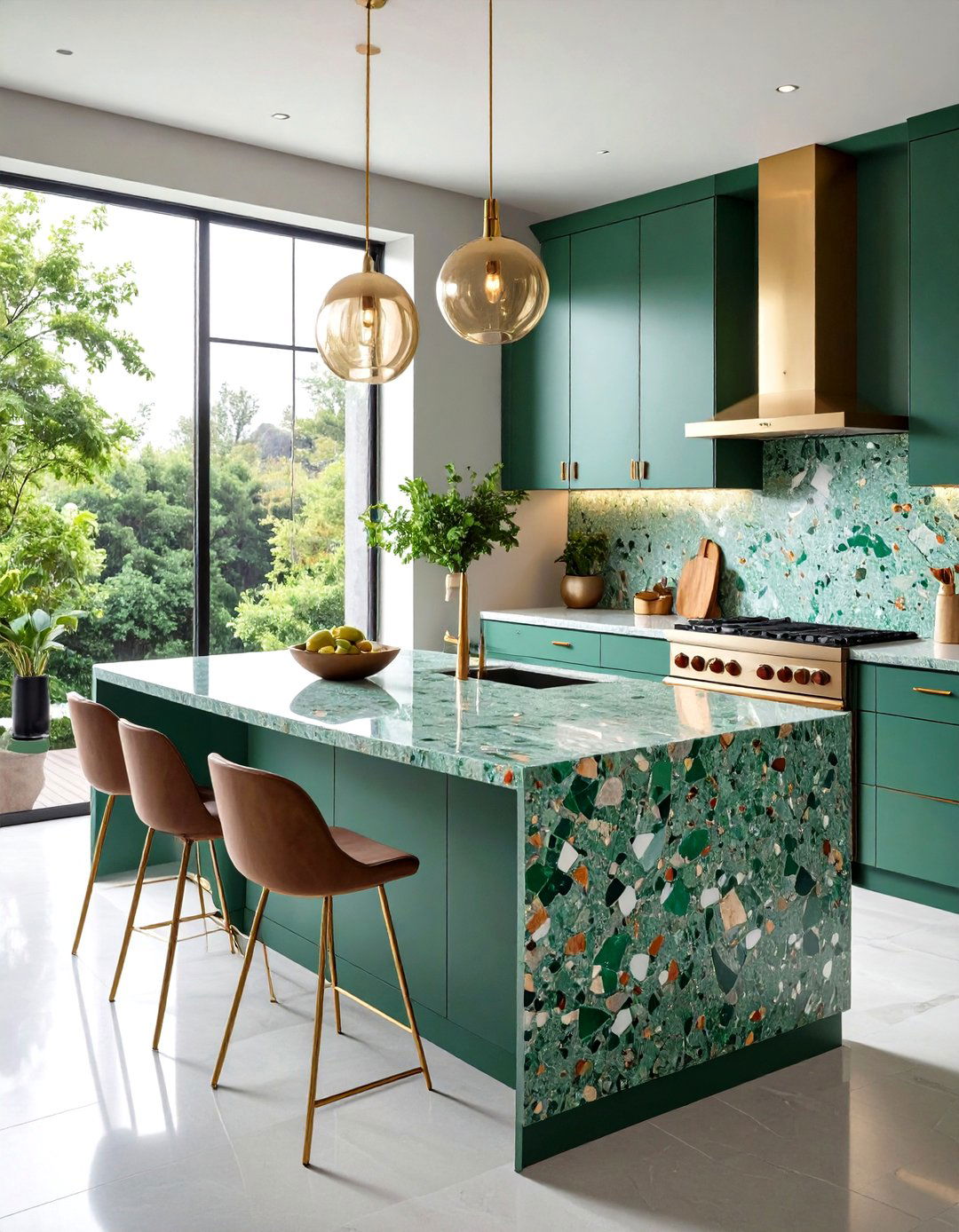 Verdant Terrazzo Composite for Playful Texture - 20 Kitchen With Green Countertops Ideas
