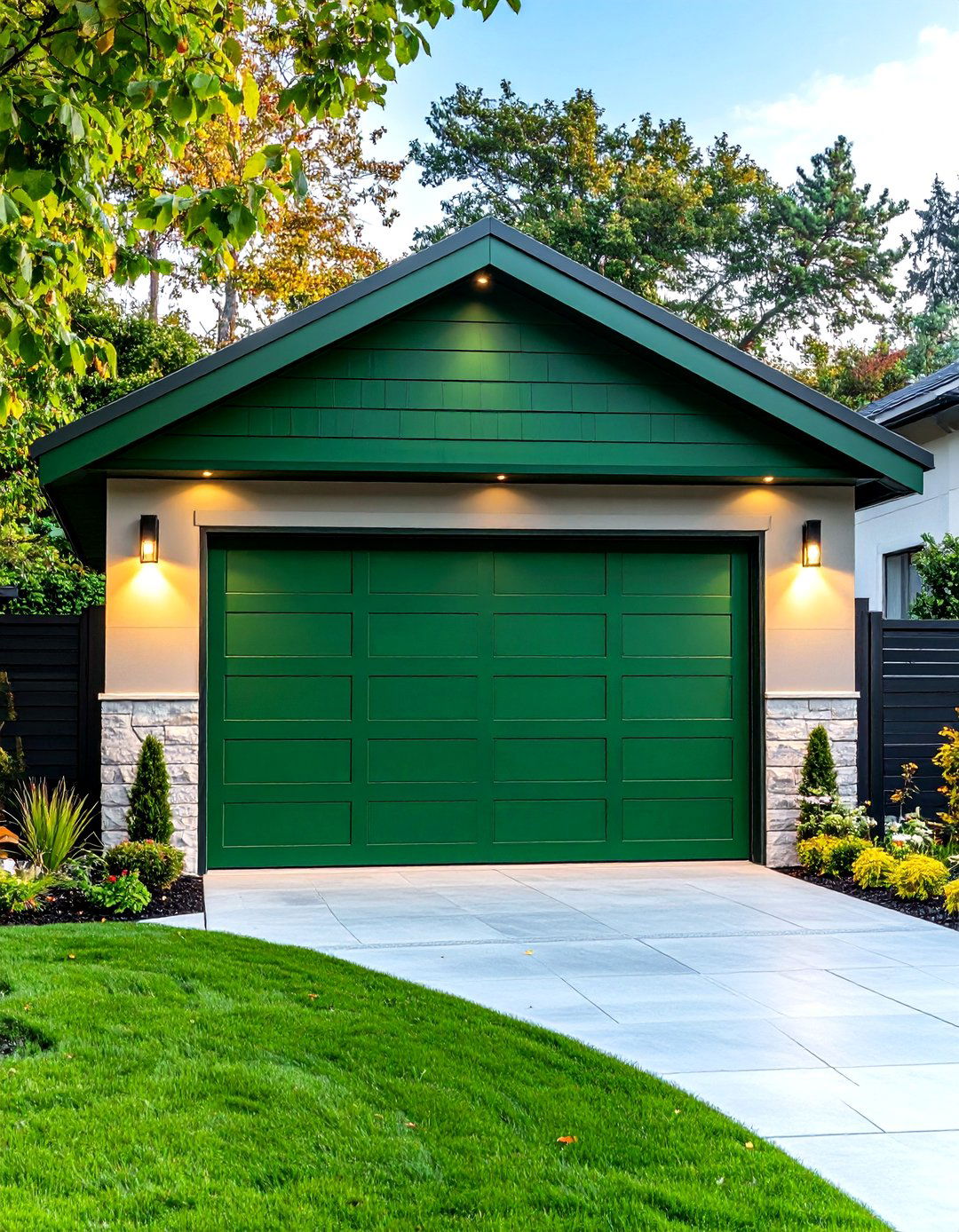 Verdant Vertical Slat Contemporary Green Garage Door - 20 Green Garage Door Ideas