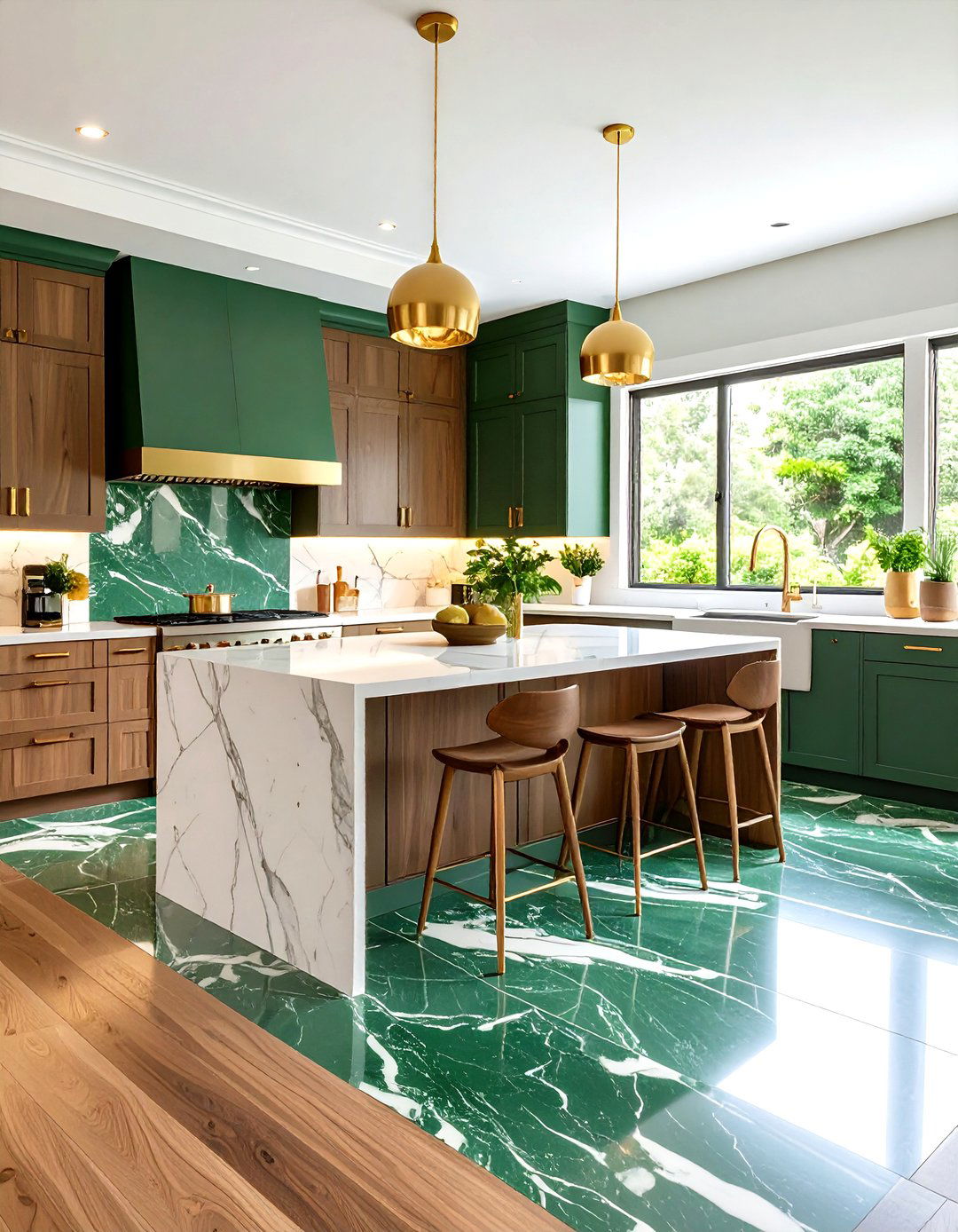 Verde Alpi Color Marble Kitchen Floor - 20 Marble Kitchen Floor Ideas
