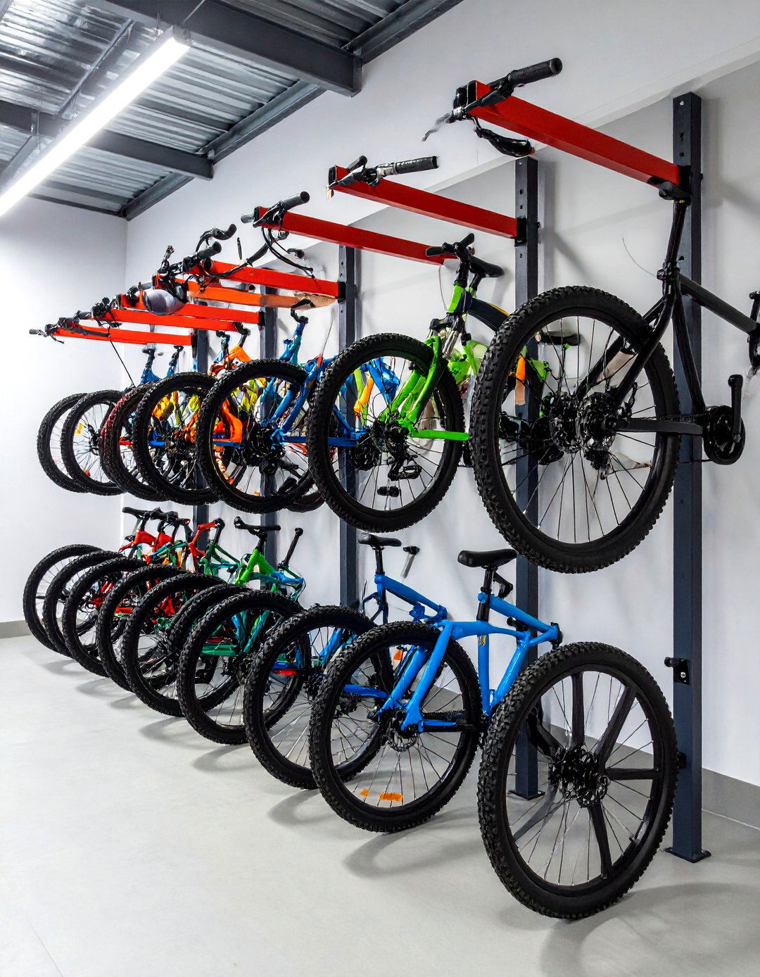 Vertical Bike Rack Array - 20 Garage Wall Ideas