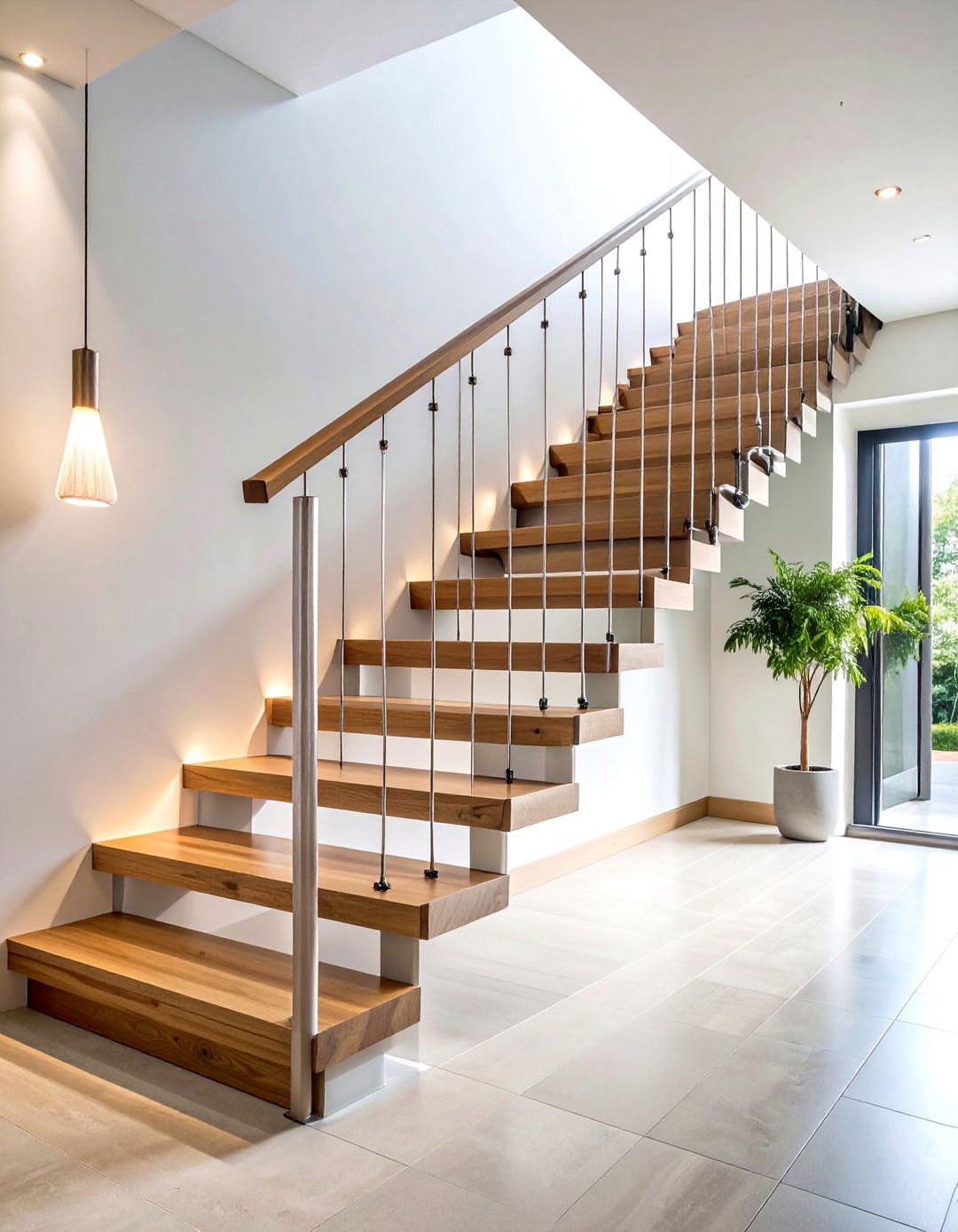 Vertical Cable Tension Stair Railing - 20 Stair Railing Ideas