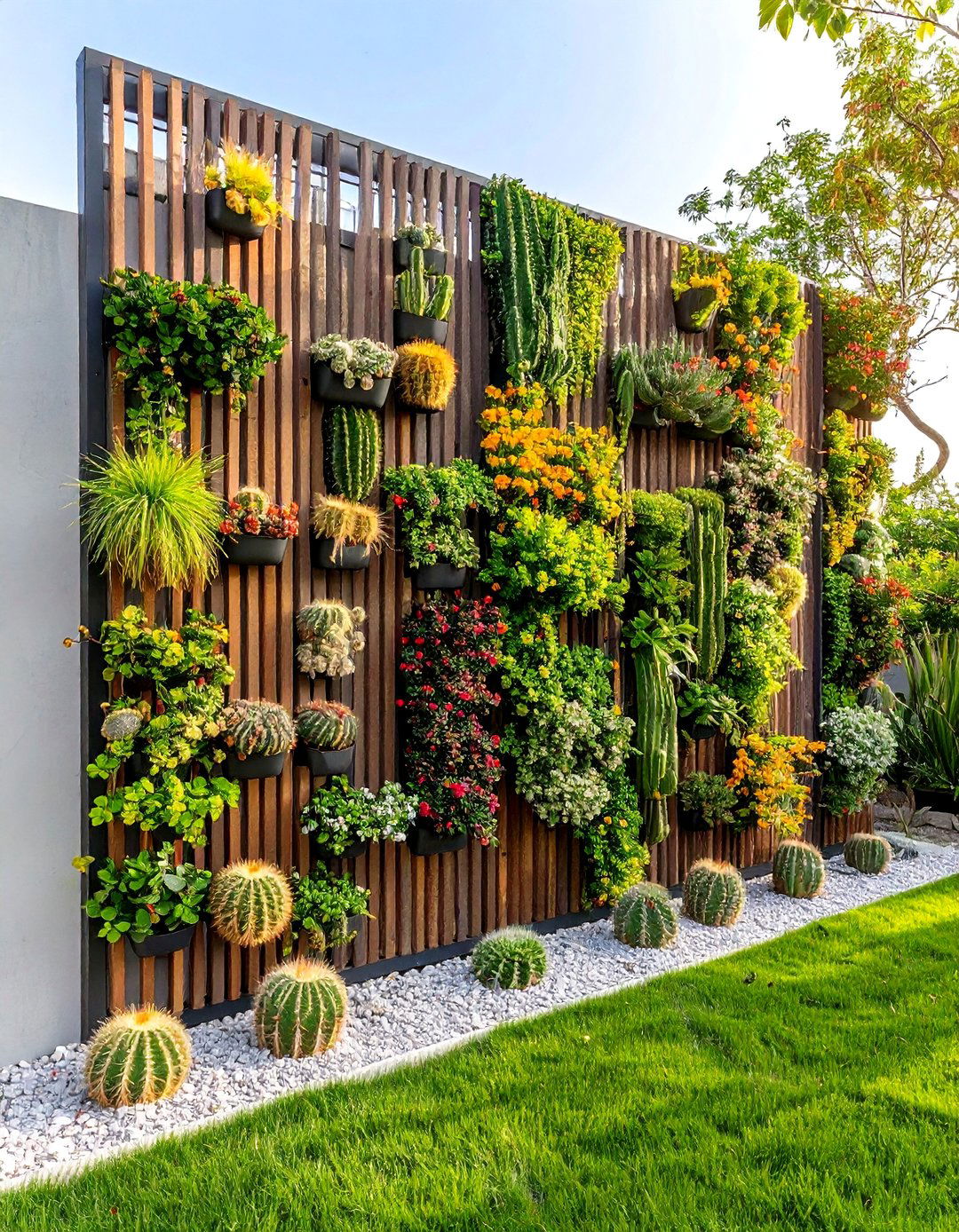 Vertical Cactus Wall Display - 20 Cactus Garden Ideas