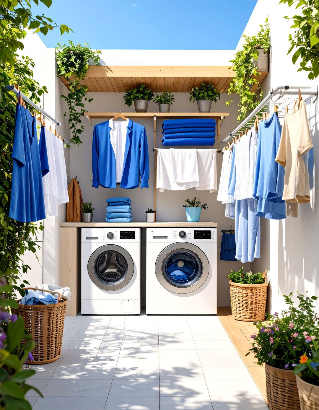 Vertical Compact Outdoor Laundry Area Design - 20 Outdoor Laundry Area Design Ideas