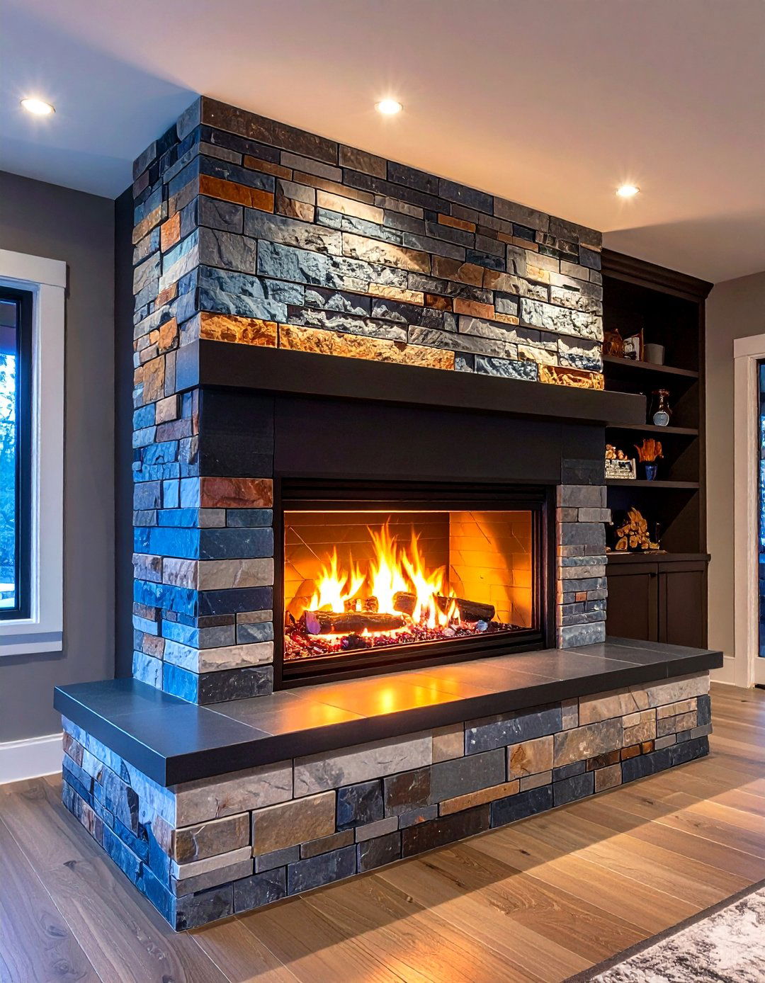 Vertical Floor to Ceiling Fireplace Tile Drama - 20 Fireplace Tile Ideas