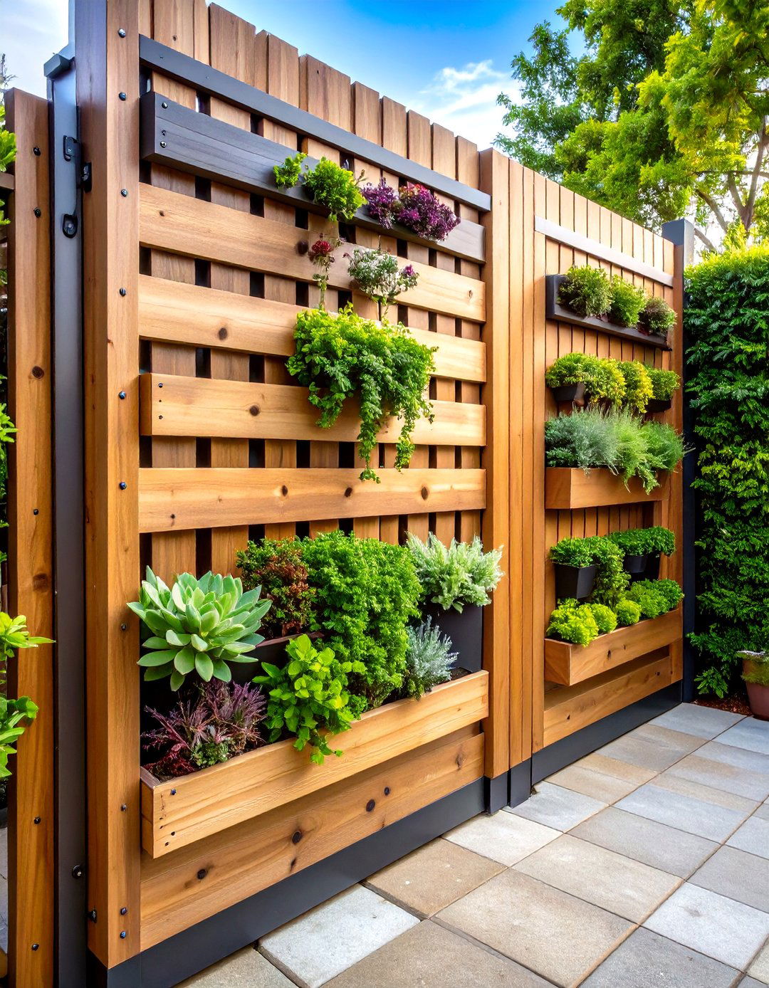 Vertical Garden Fence Gate with Planter Boxes - 20 Fence Gate Ideas