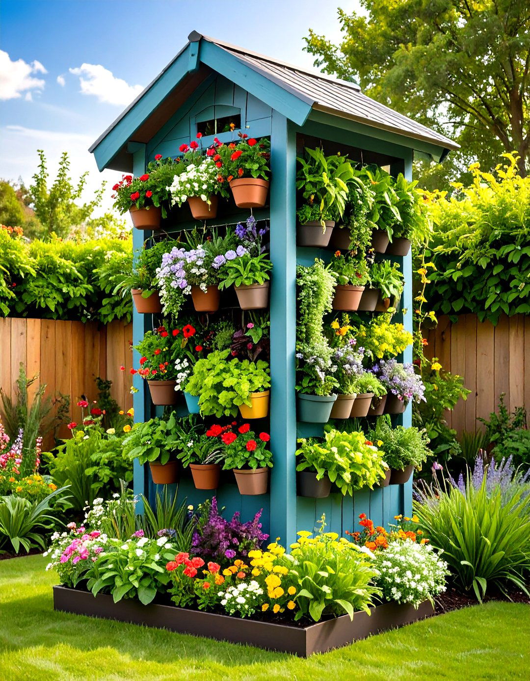 Vertical Garden Outdoor Wishing Well Design - 20 Outdoor Wishing Well Garden Ideas