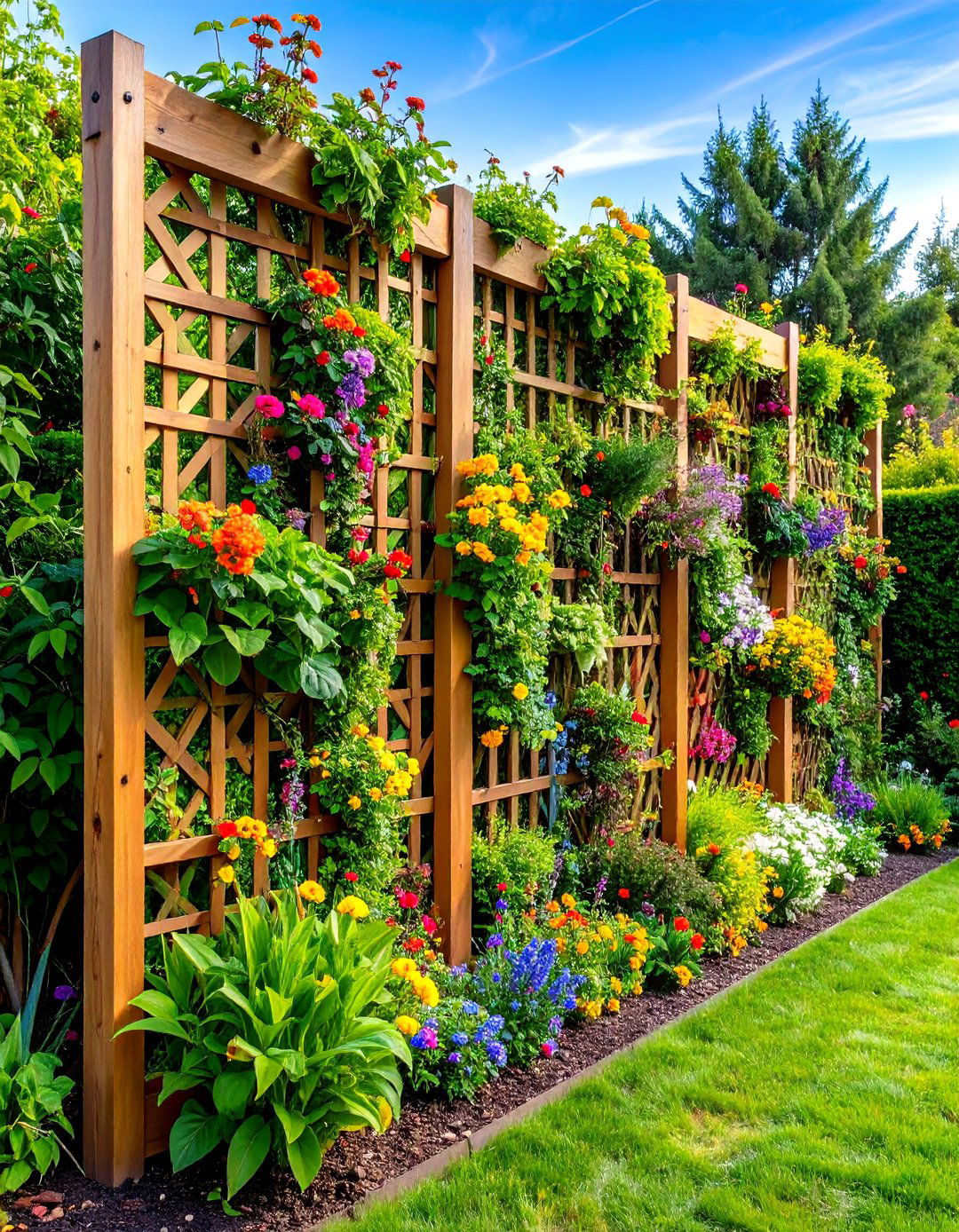 Vertical Garden Trellis Fence - 20 Small Garden Fence Ideas