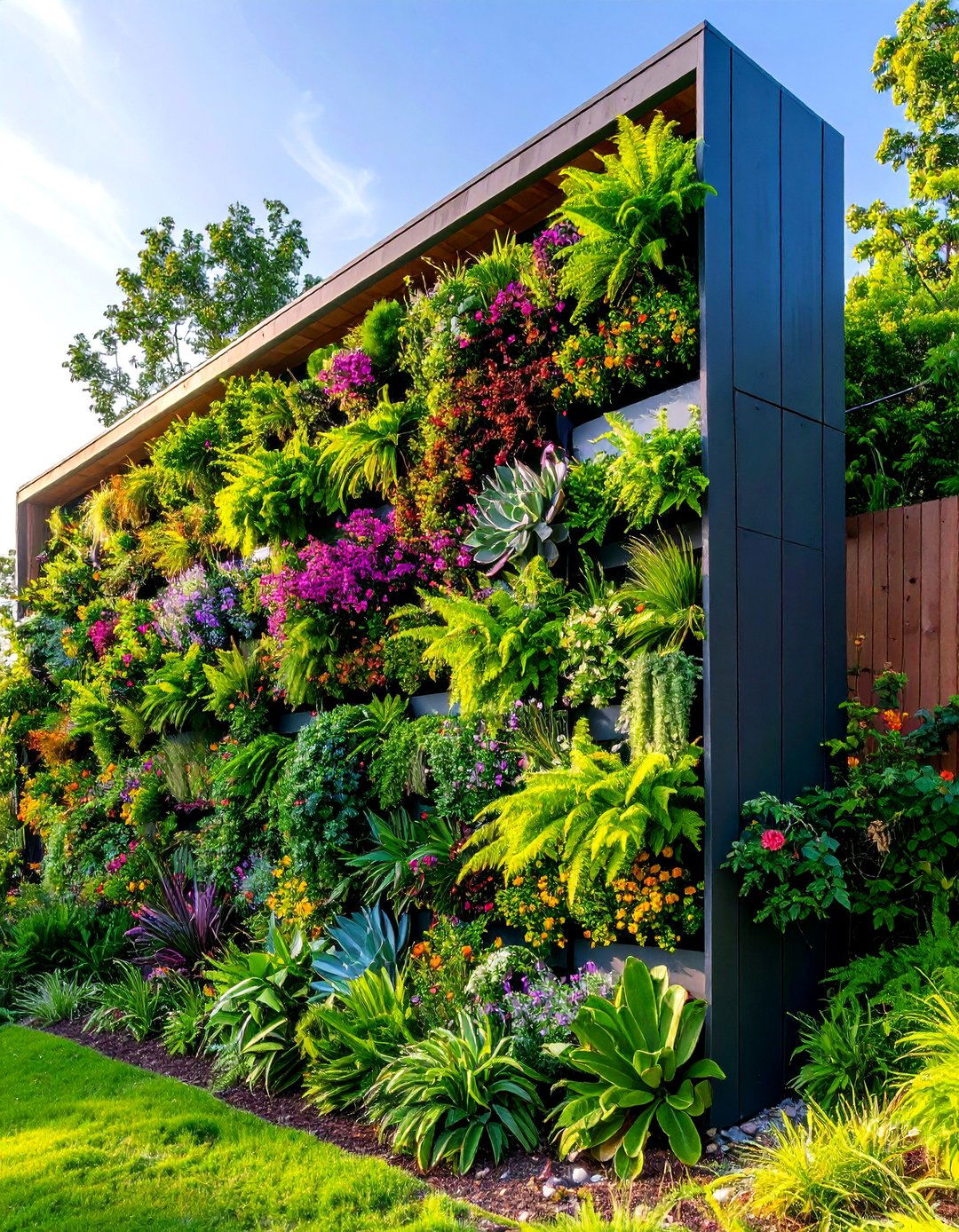 Vertical Garden Wall - 20 Sloping Garden Design Ideas