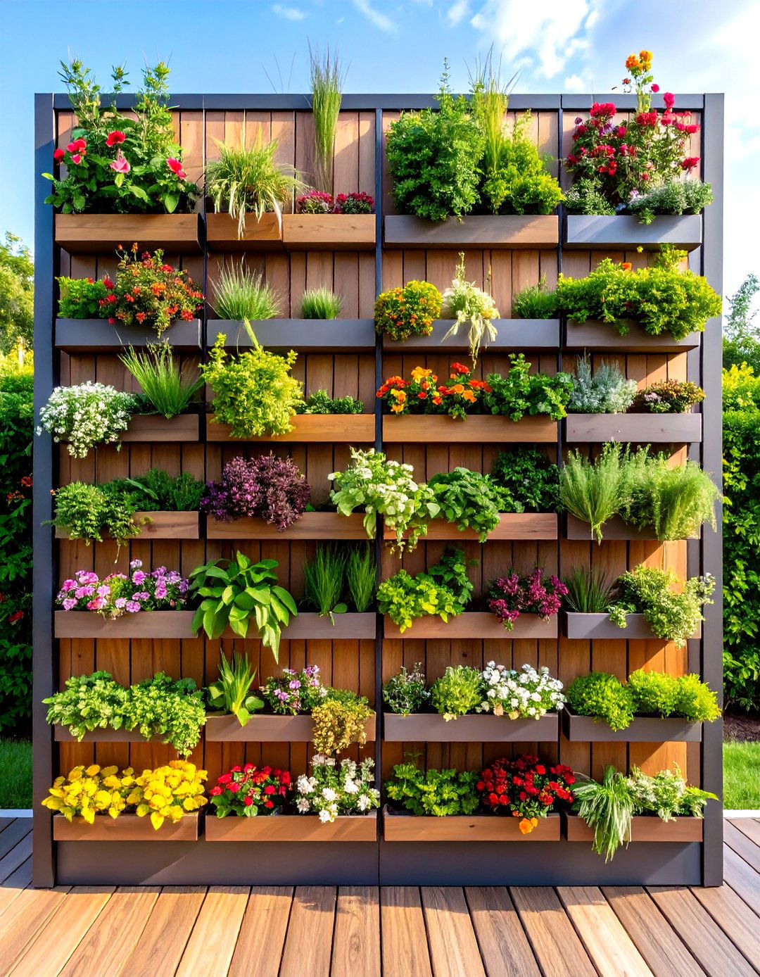Vertical Garden Wall Deck - 20 Ground Level Deck Ideas
